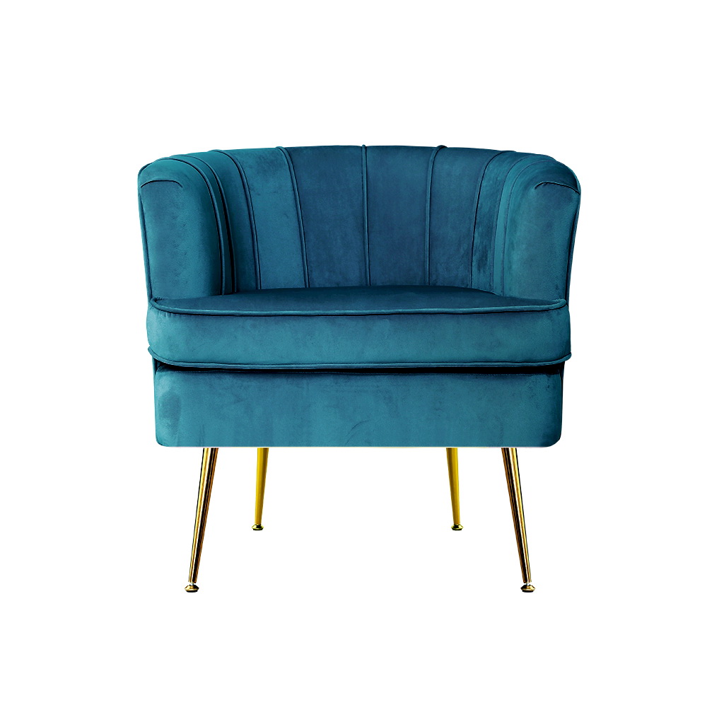 Artiss Armchair Velvet Blue Norvia view 3