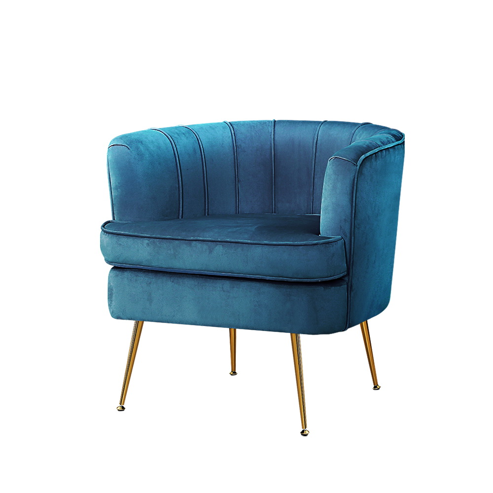 Artiss Armchair Velvet Blue Norvia — image 1