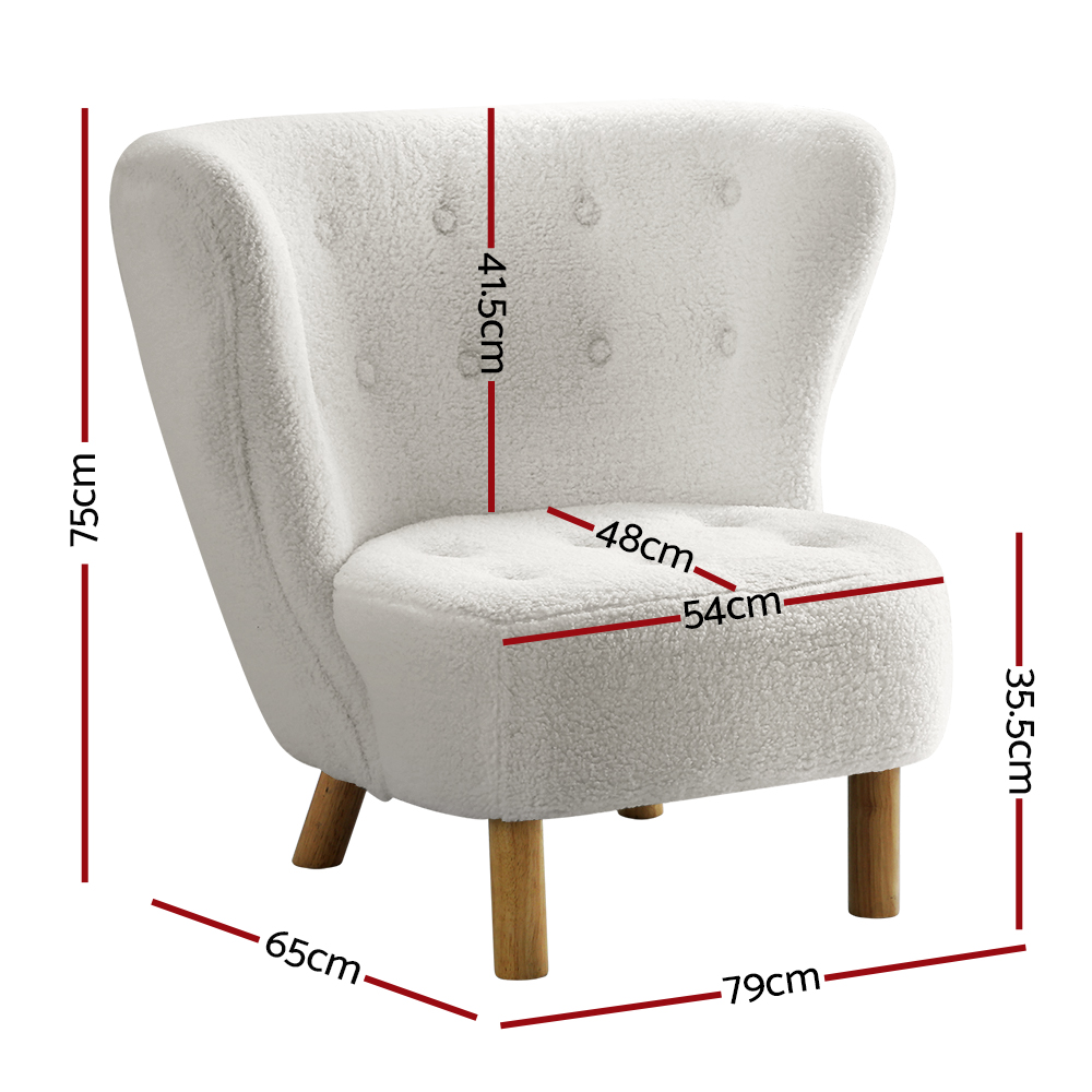 Artiss Armchair Lounge Accent Chair Armchairs Couch Chairs Sofa Bedroom White view 2