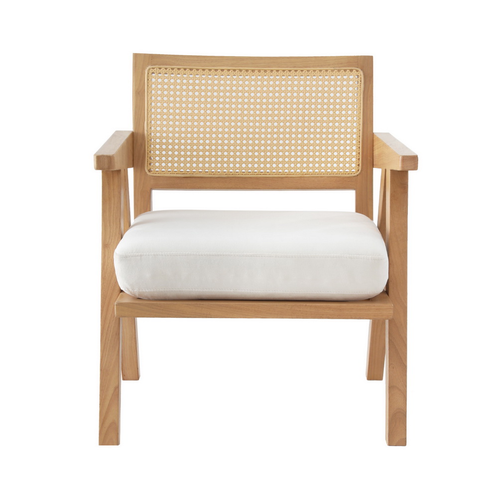 Artiss Armchair Accent Chair Lounge Rattan Velvet Pine view 3