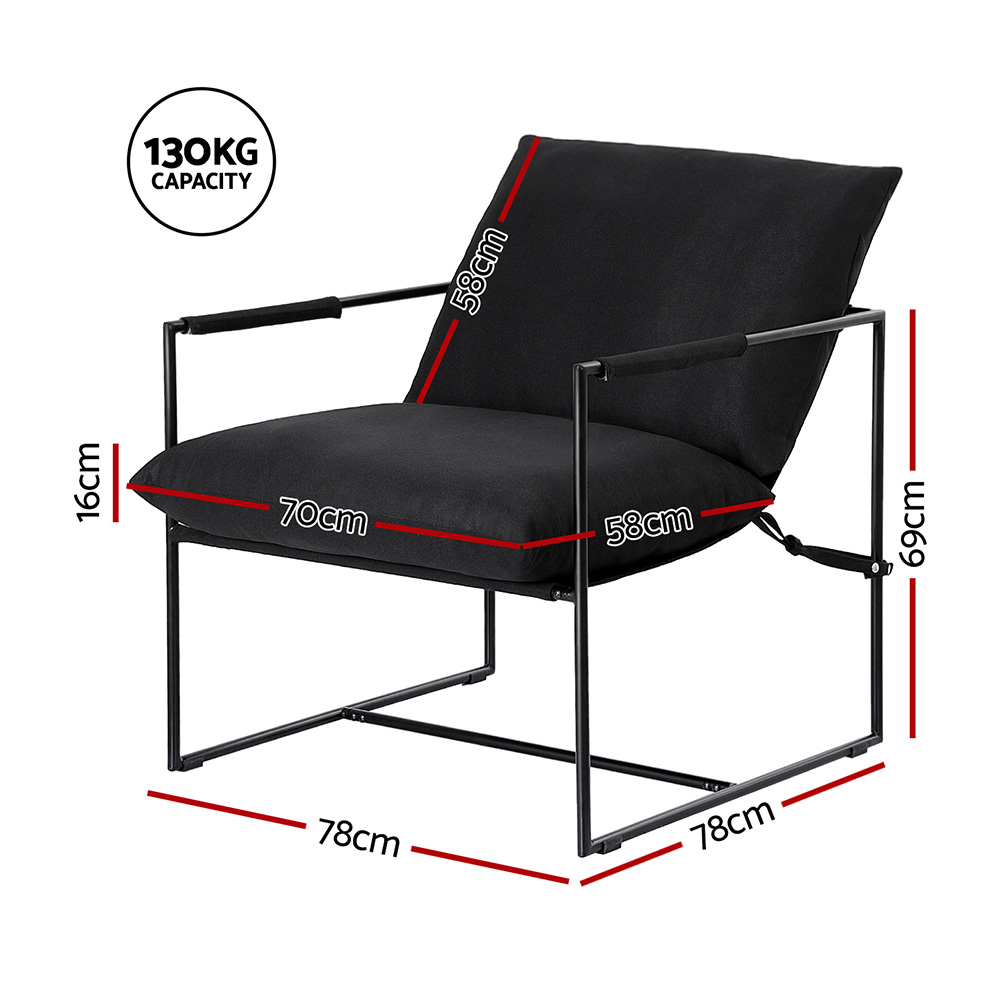 Artiss Armchair Lounge Chair Sling Black view 2