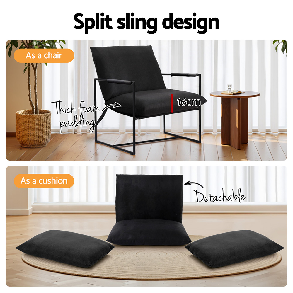 Artiss Armchair Lounge Chair Sling Black view 4