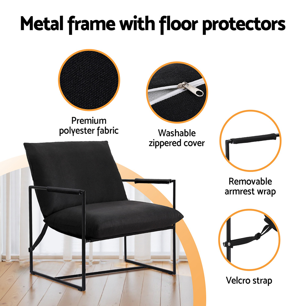 Artiss Armchair Lounge Chair Sling Black view 5