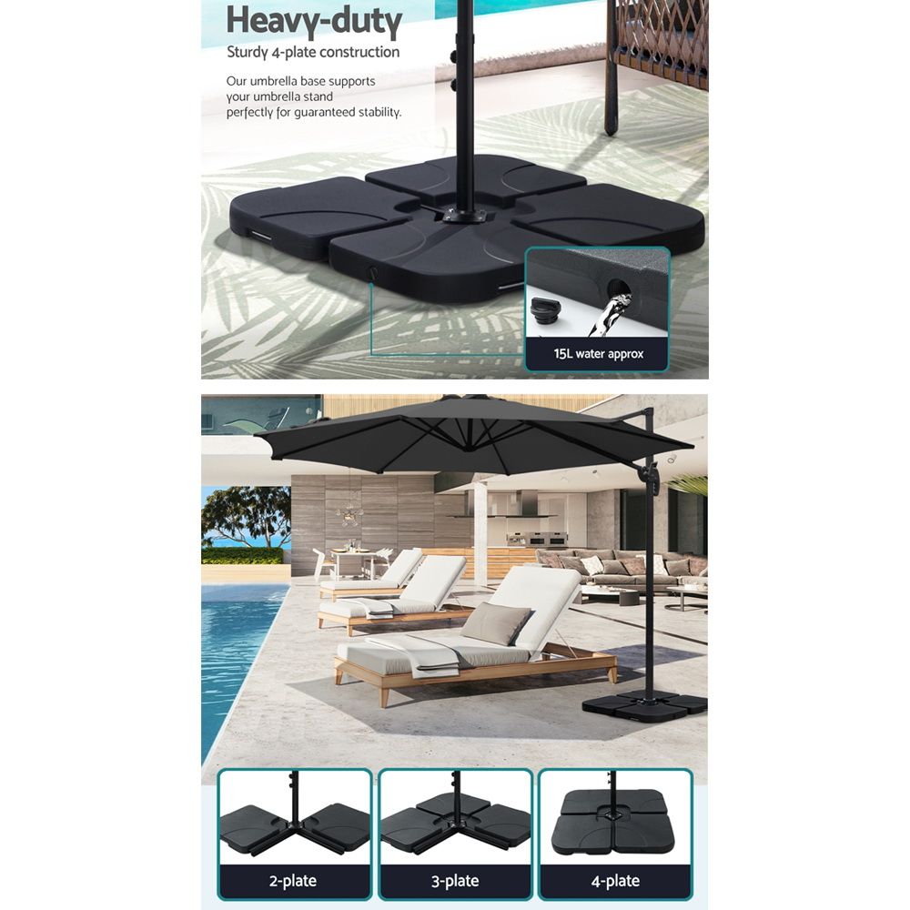 Instahut 3m Outdoor Umbrella w/Base Cantilever Beach Roma 360 Degree Tilt Charcoal view 7