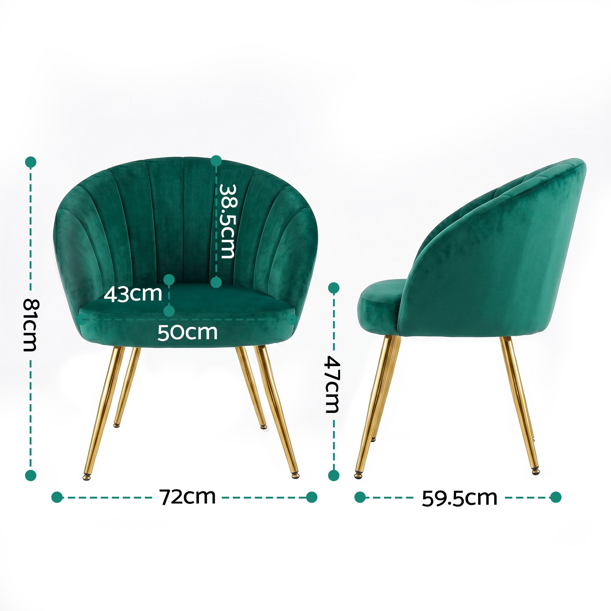 Artiss Armchair Velvet Green Eloise view 3