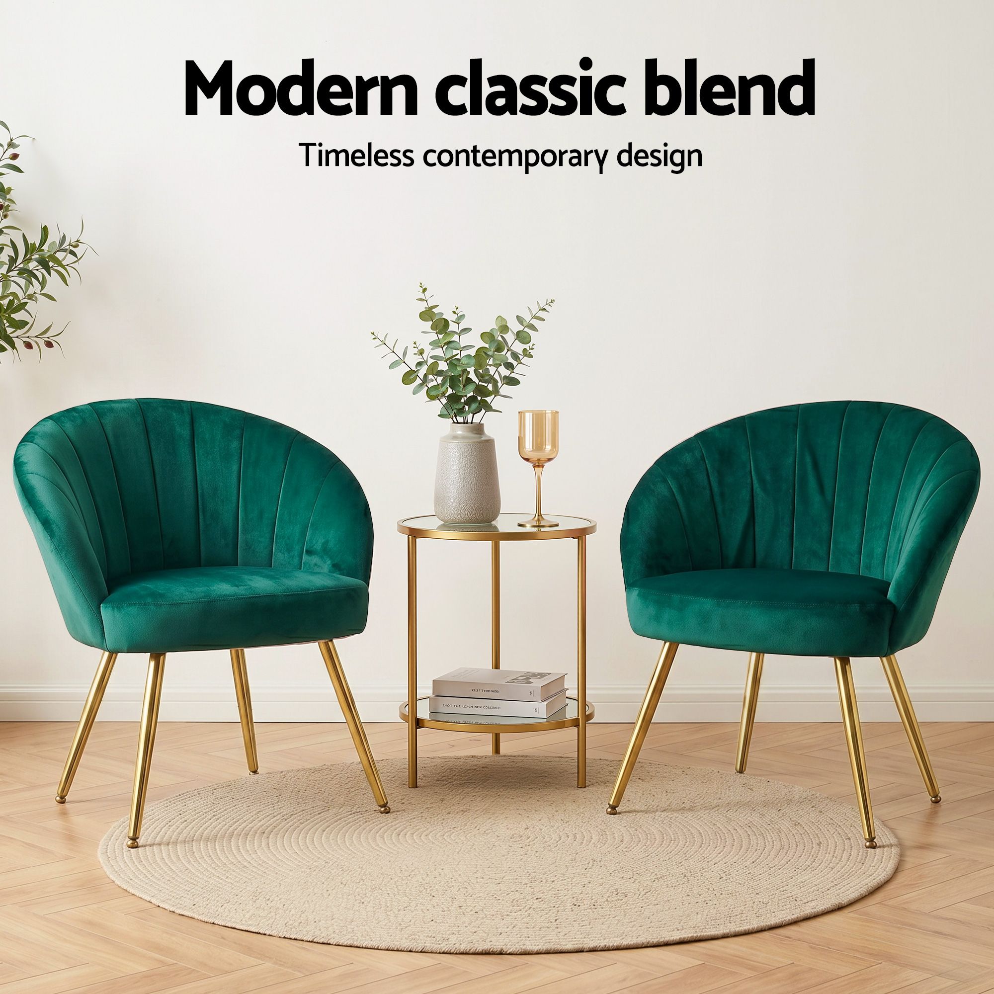 Artiss Armchair Velvet Green Eloise view 8