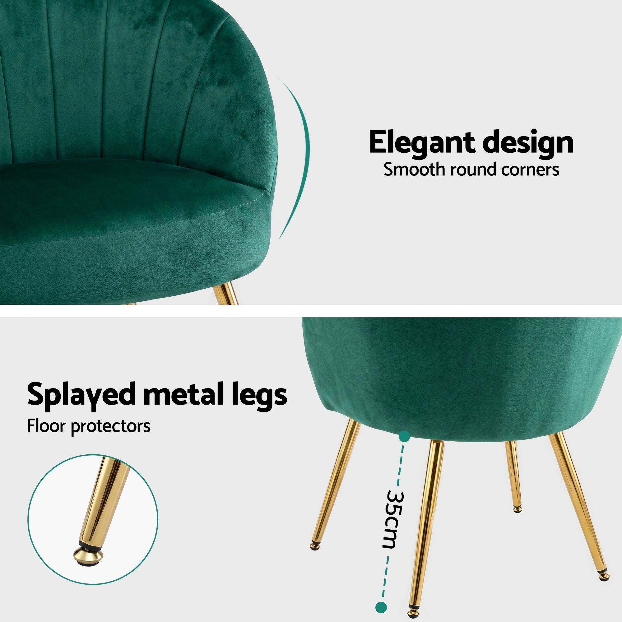 Artiss Armchair Velvet Green Eloise view 9