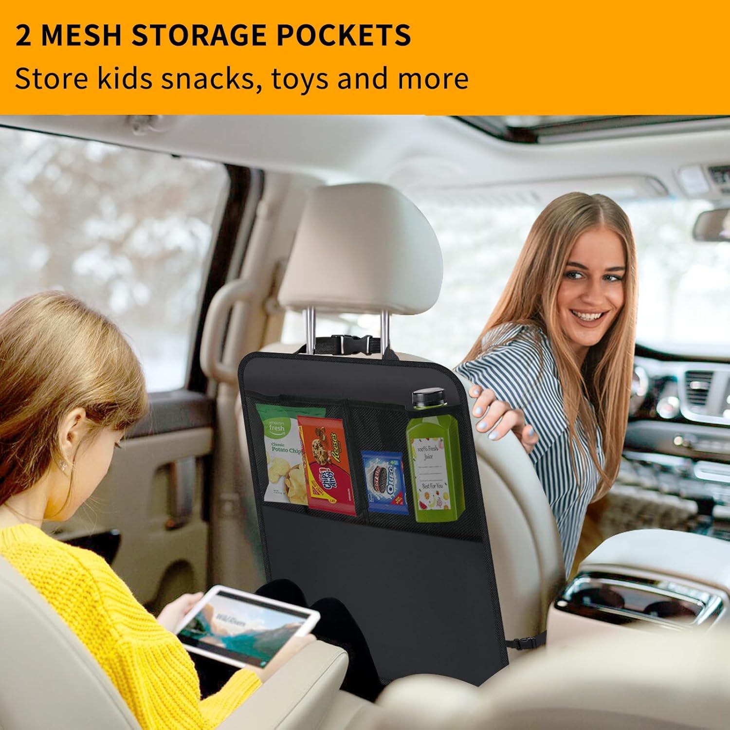 Kicking Mat with Organizer - 2 Pack Rear Seat Protector Seat Cover for your car view 2