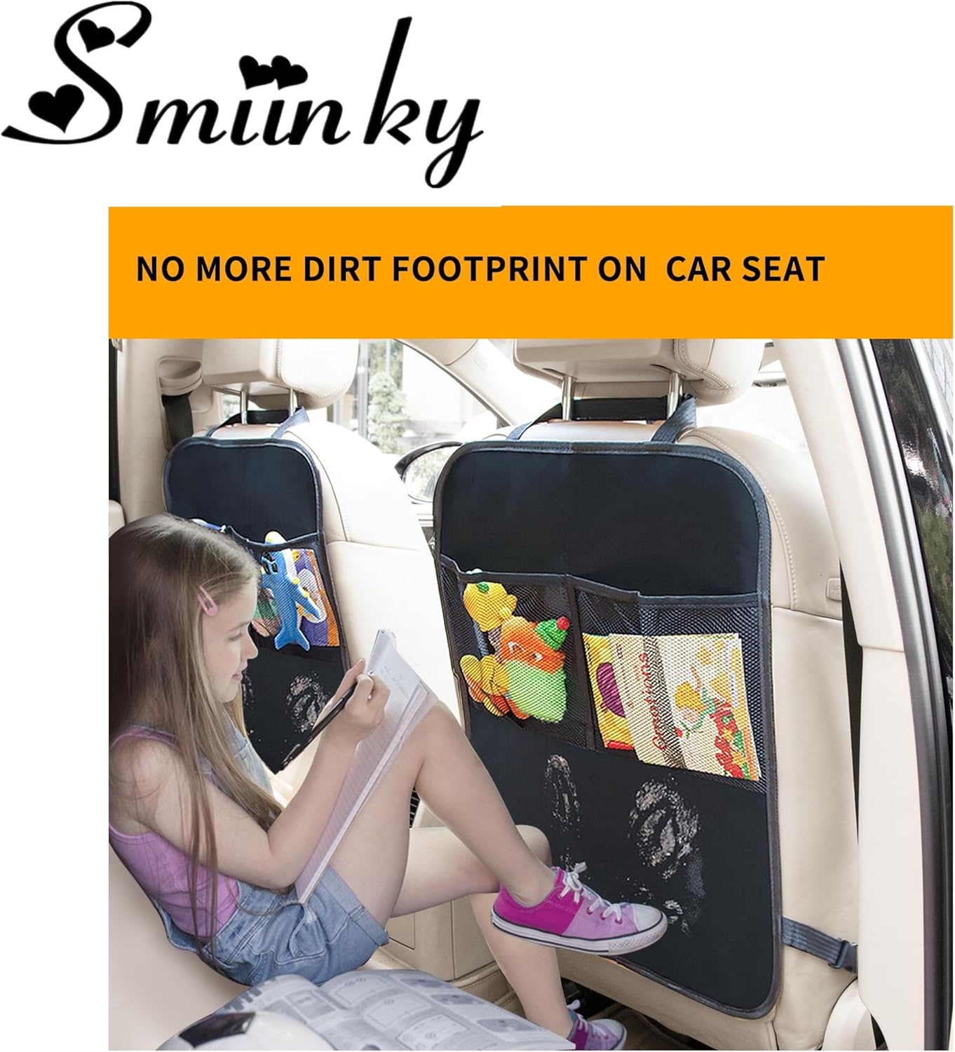 Kicking Mat with Organizer - 2 Pack Rear Seat Protector Seat Cover for your car view 3