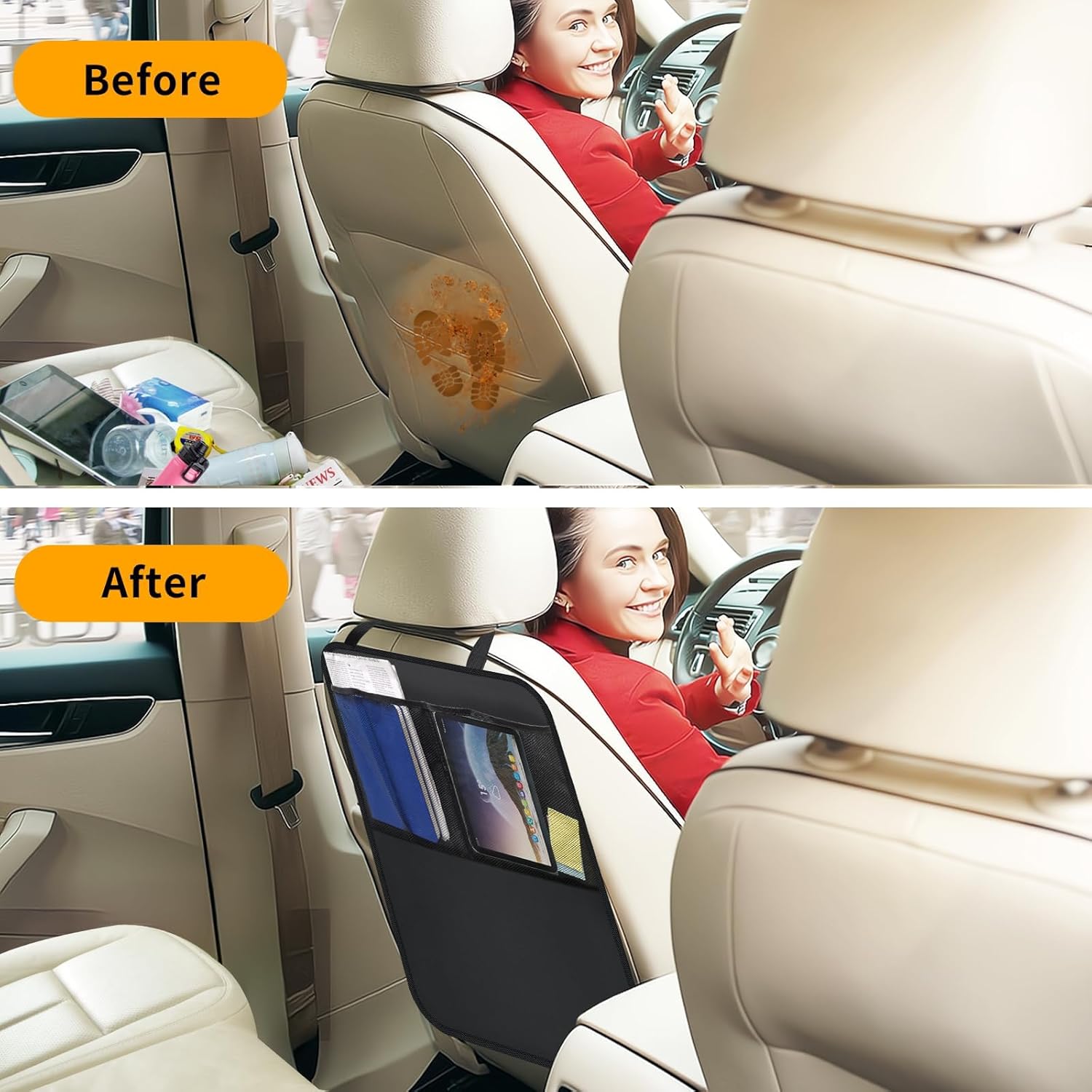 Kicking Mat with Organizer - 2 Pack Rear Seat Protector Seat Cover for your car view 6