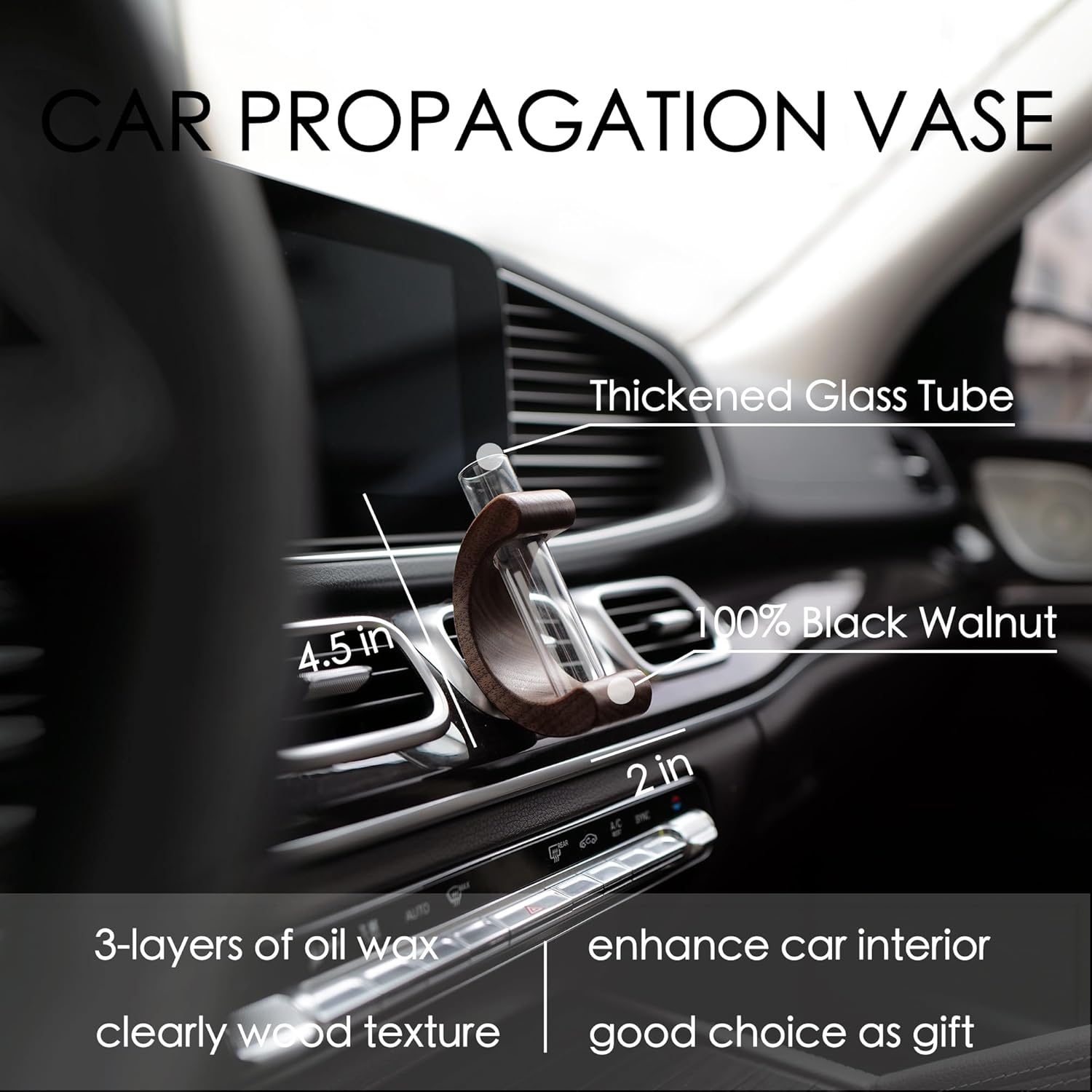Car Dashboard Decorations - Propagation Vase Vent Clip for Fresh/Dried Flowers view 3