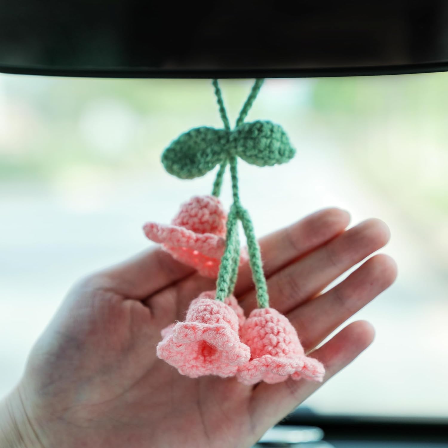 Lily Flower Hand Knitted Car Mirror Suspension Accessories view 4