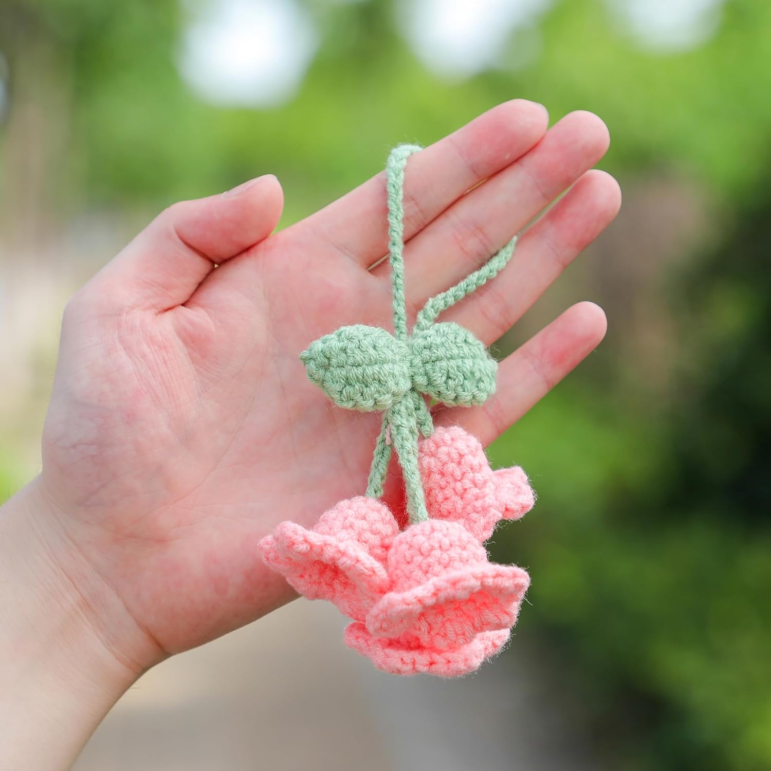 Lily Flower Hand Knitted Car Mirror Suspension Accessories view 5
