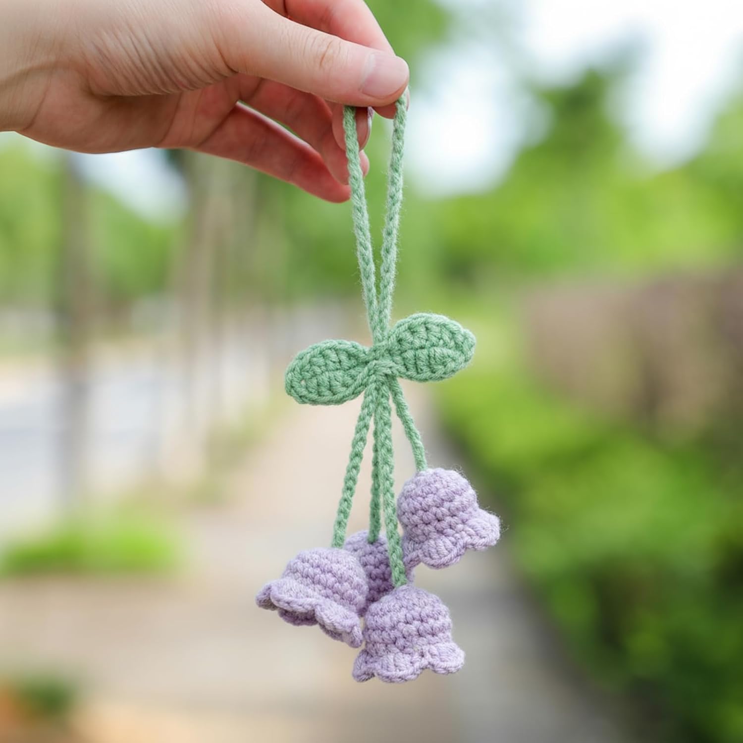 Lily Flower Hand Knitted Car Mirror Suspension Accessories view 3
