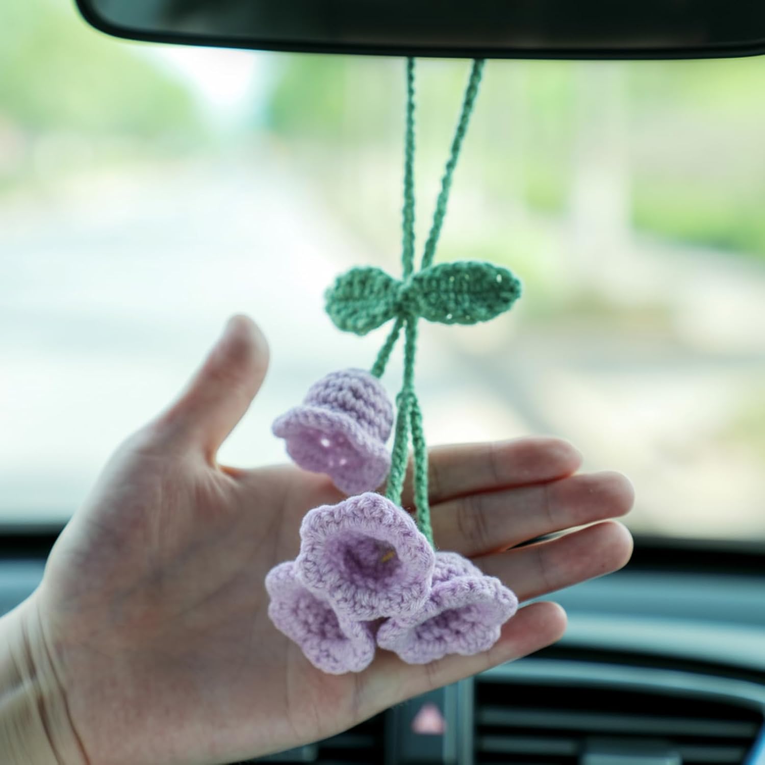 Lily Flower Hand Knitted Car Mirror Suspension Accessories view 5