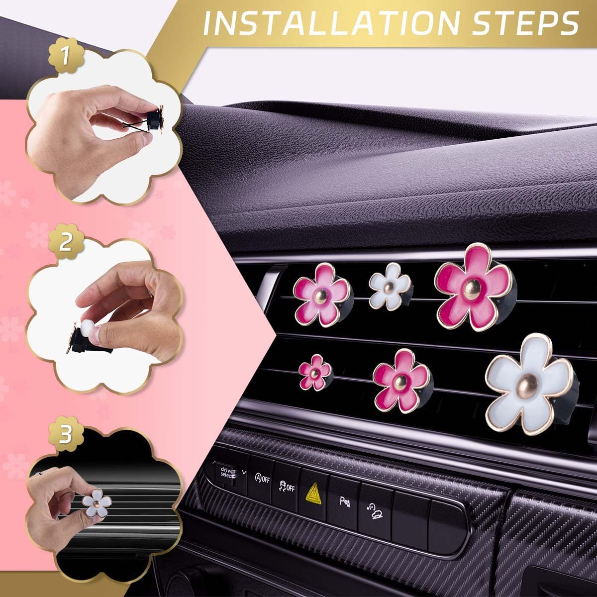 6 PCS Car Air Vent Clips Colorful Daisy Flower Car Air Freshener Clip Air view 4