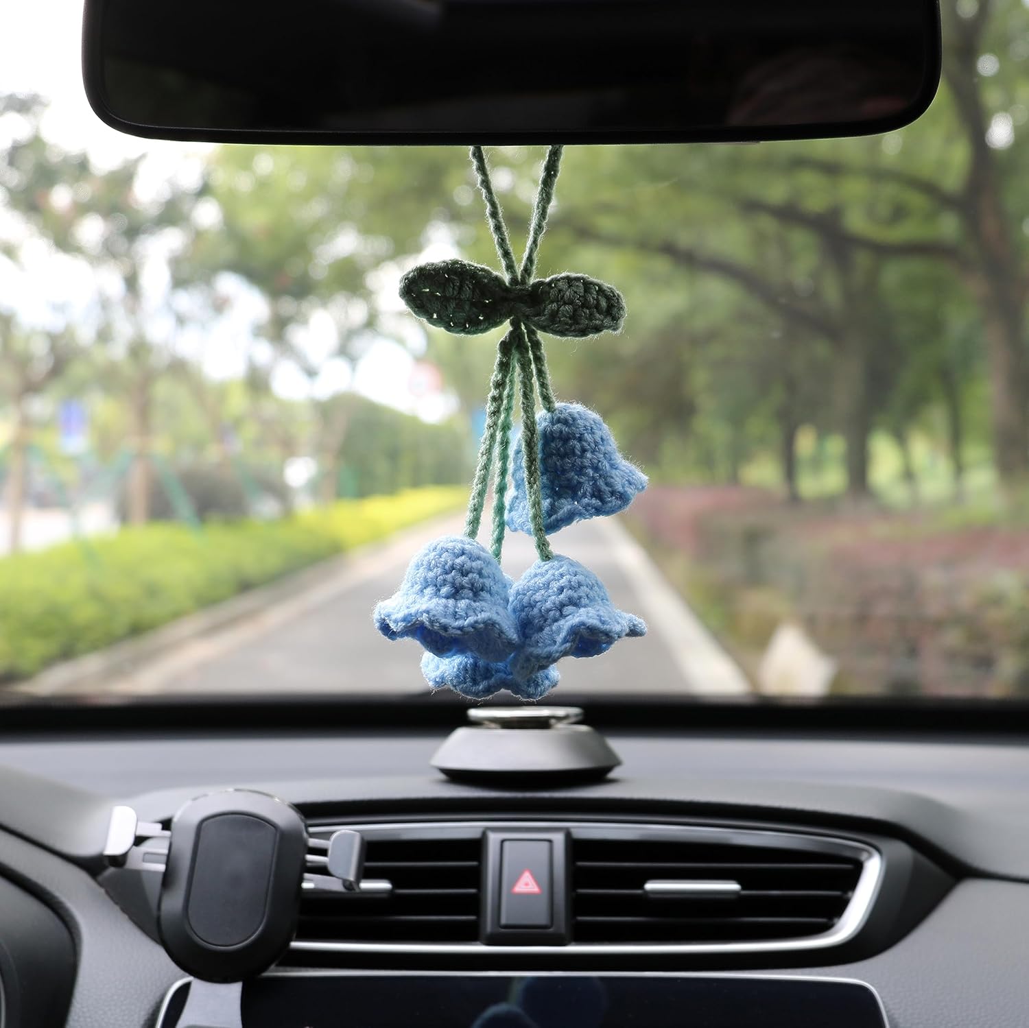 Lily Flower Hand Knitted Car Mirror Suspension Accessories view 3