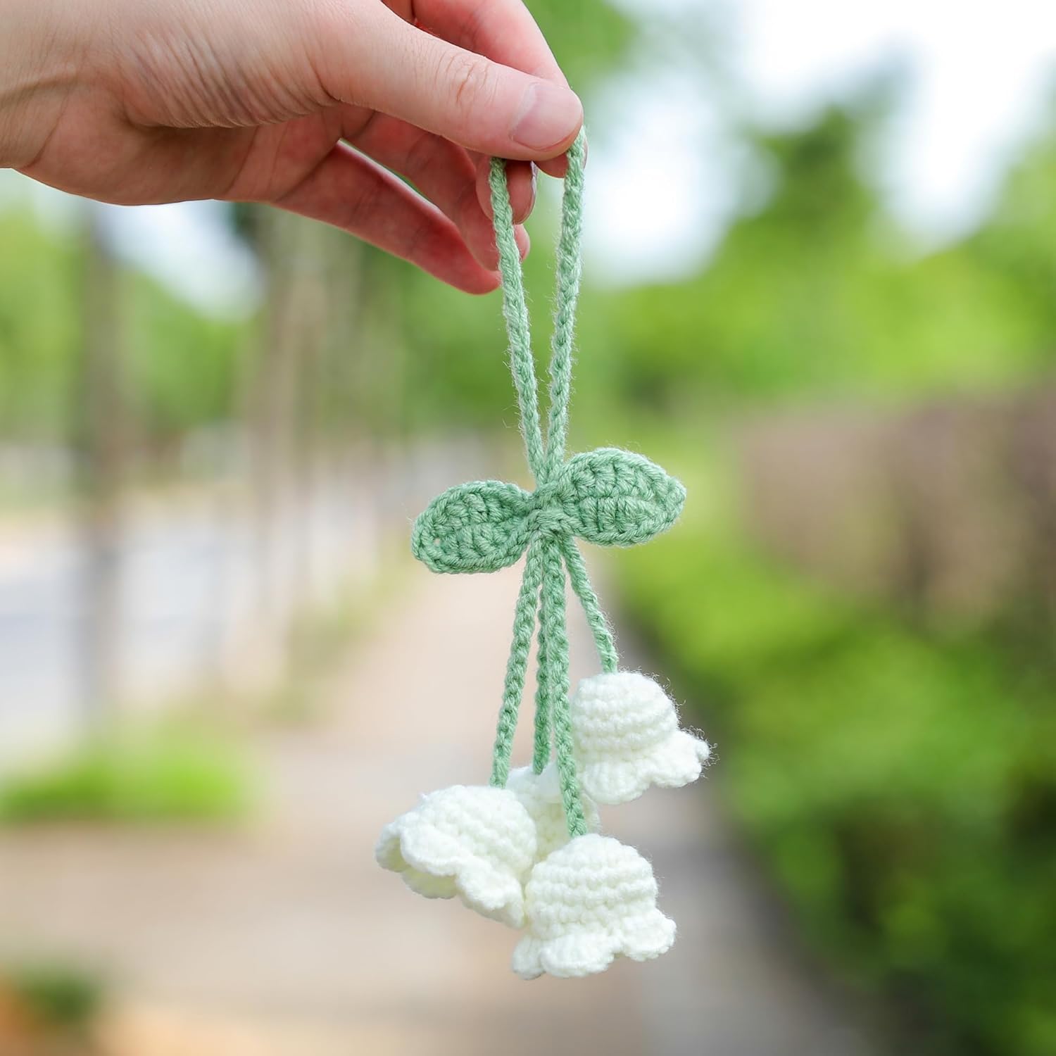 Lily Flower Hand Knitted Car Mirror Suspension Accessories view 2
