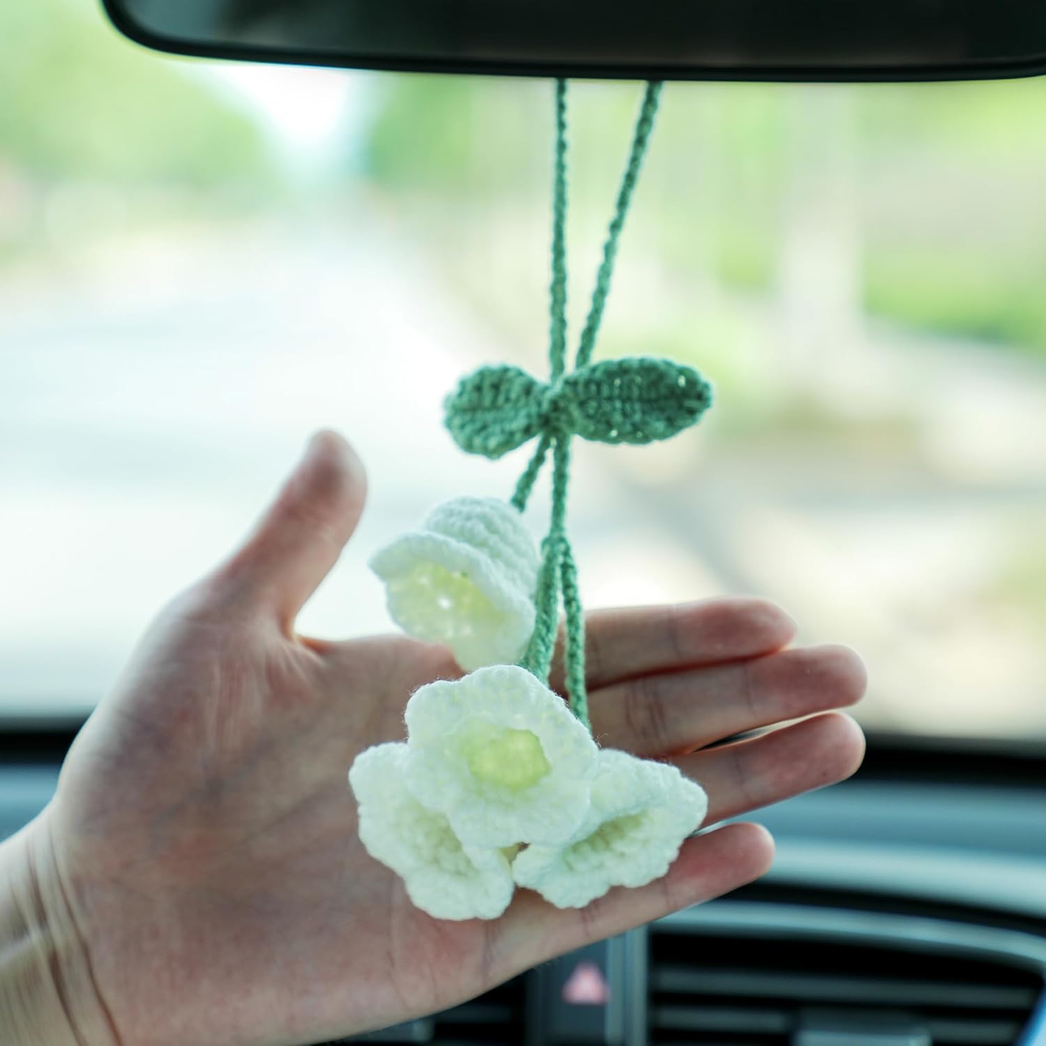 Lily Flower Hand Knitted Car Mirror Suspension Accessories view 4