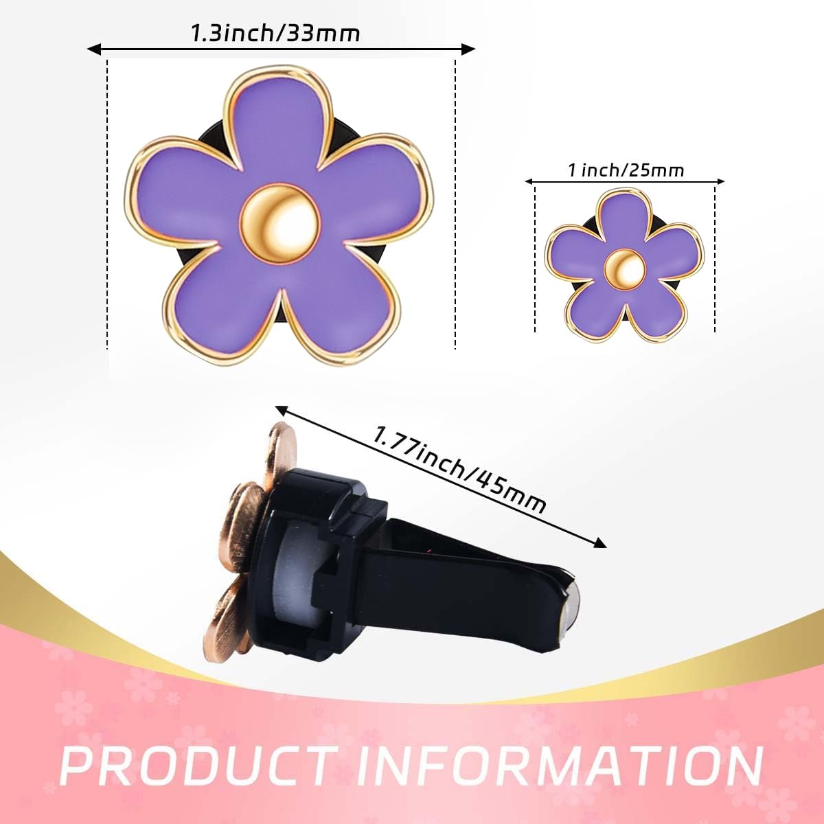 6 Pack Colorful Daisy Flower Car Air Vent Clips Car Air Outlet Freshener Clip view 2