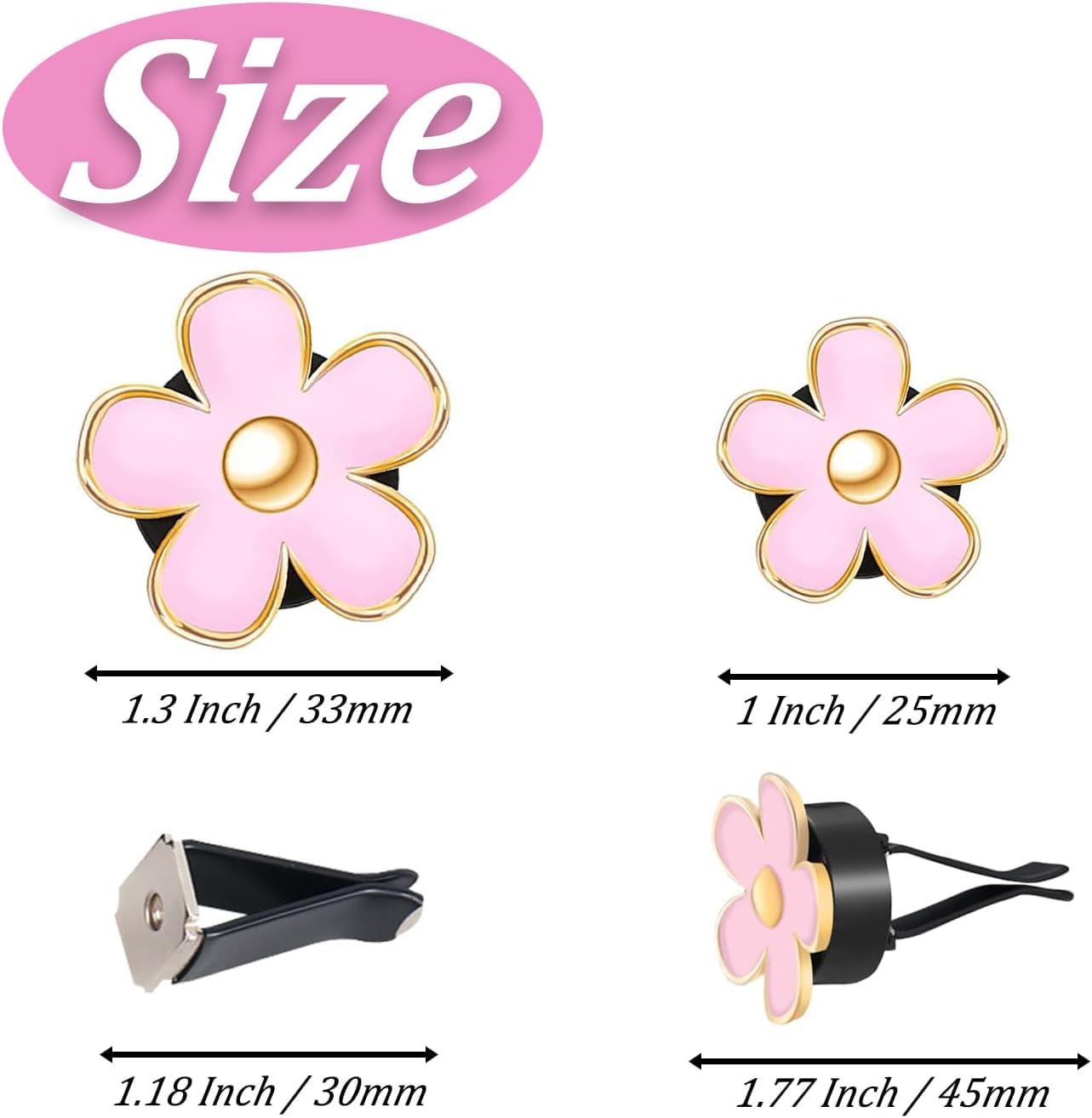 6 PCS Car Air Vent Clips White Daisy Flower Car Air Freshener Clip Air view 2