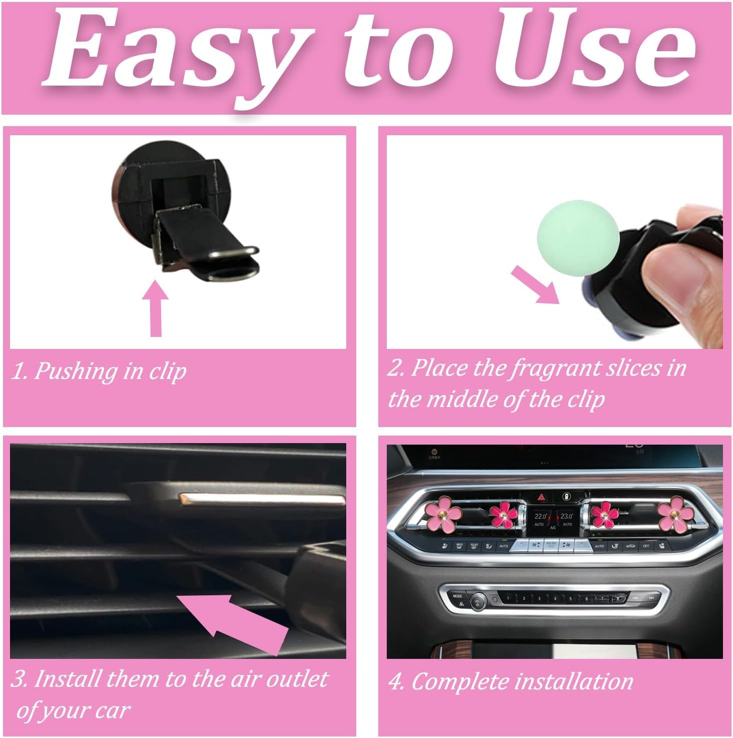 6 PCS Car Air Vent Clips White Daisy Flower Car Air Freshener Clip Air view 3