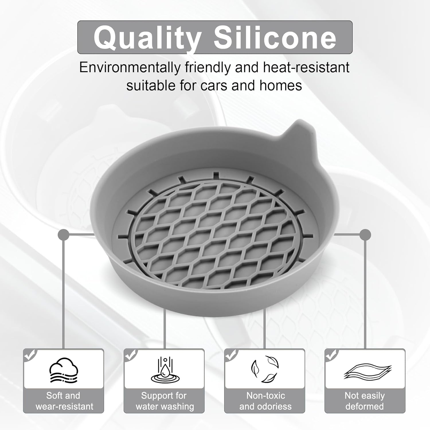 Car Cup Holder Coaster, Silicone Cup Holder Insert, Universal Anti-Slip Cup view 4