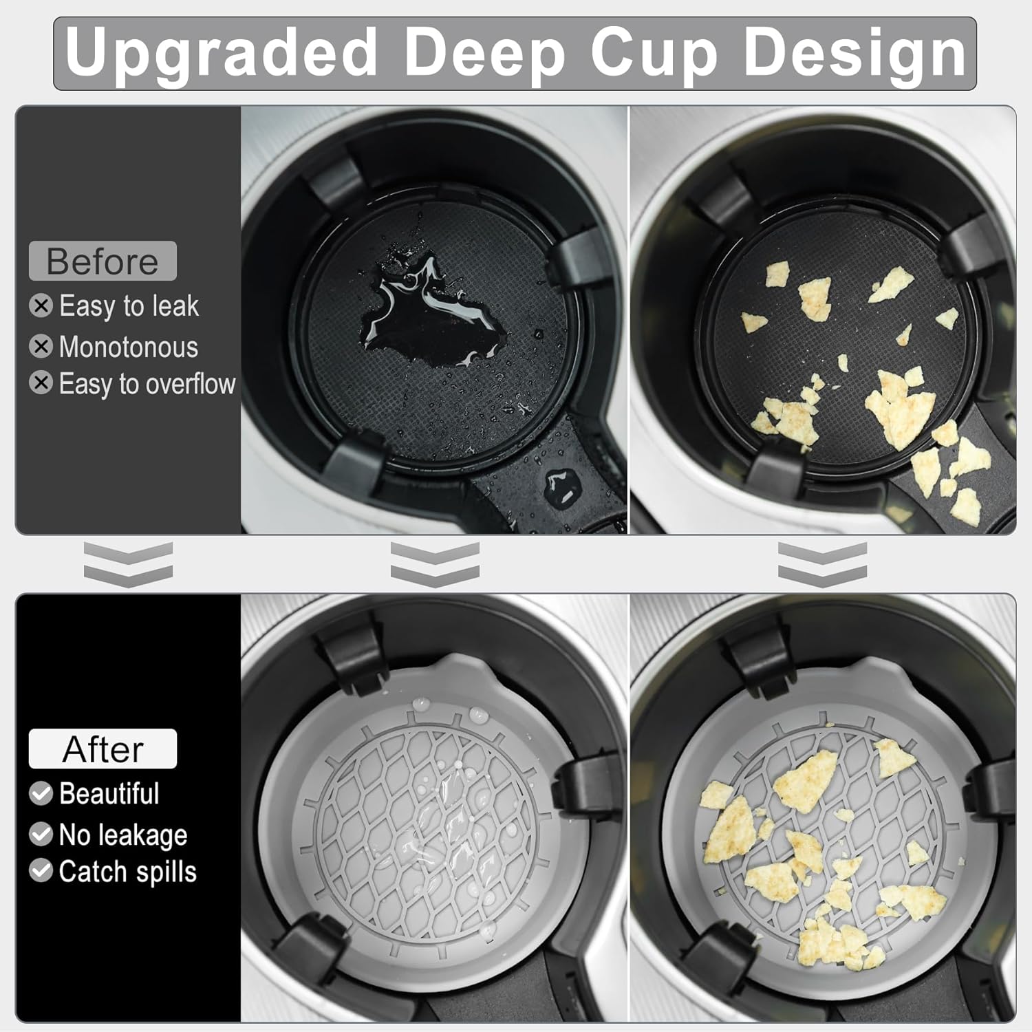 Car Cup Holder Coaster, Silicone Cup Holder Insert, Universal Anti-Slip Cup view 6