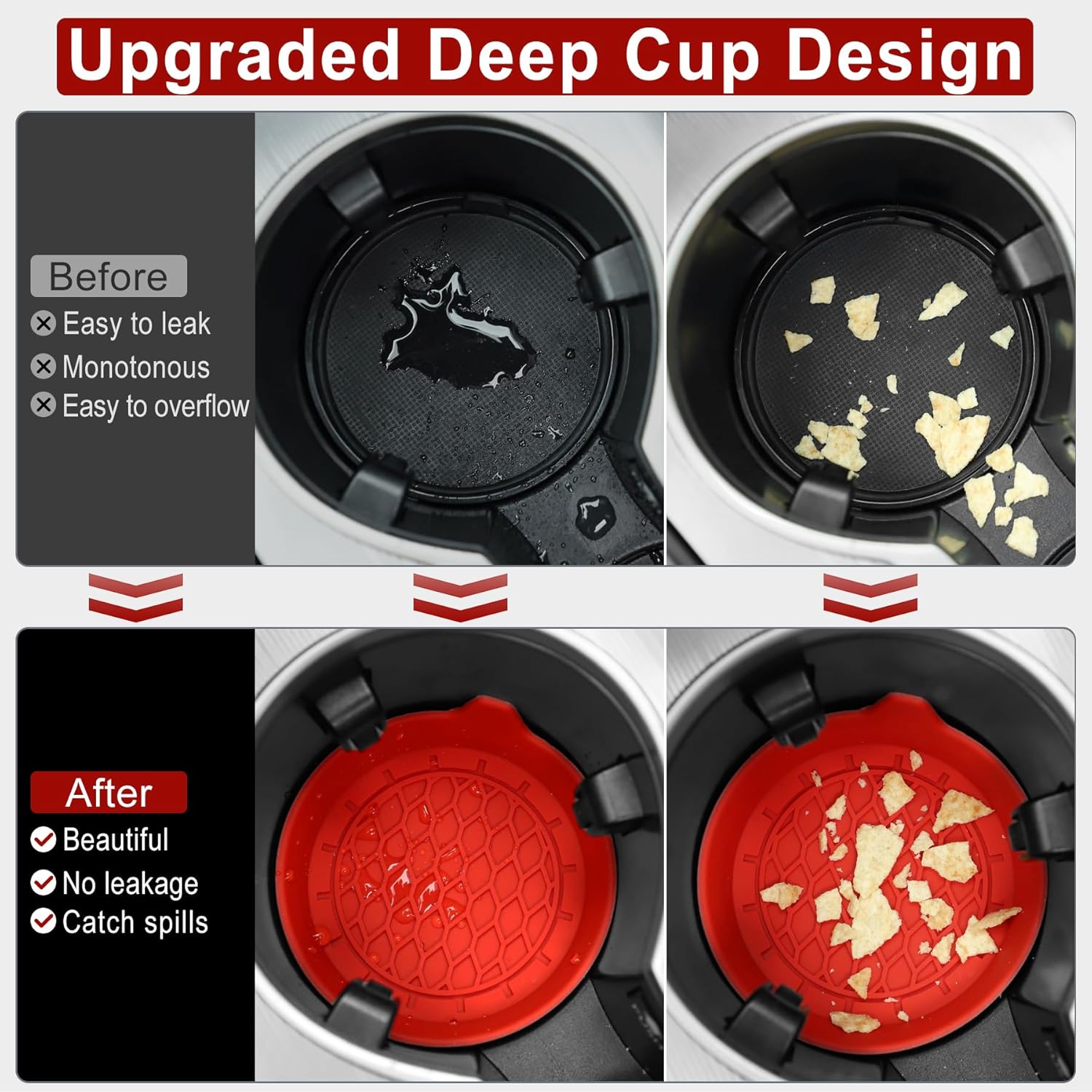 Car Cup Holder Coaster, Silicone Cup Holder Insert, Universal Non-Slip Cup view 6