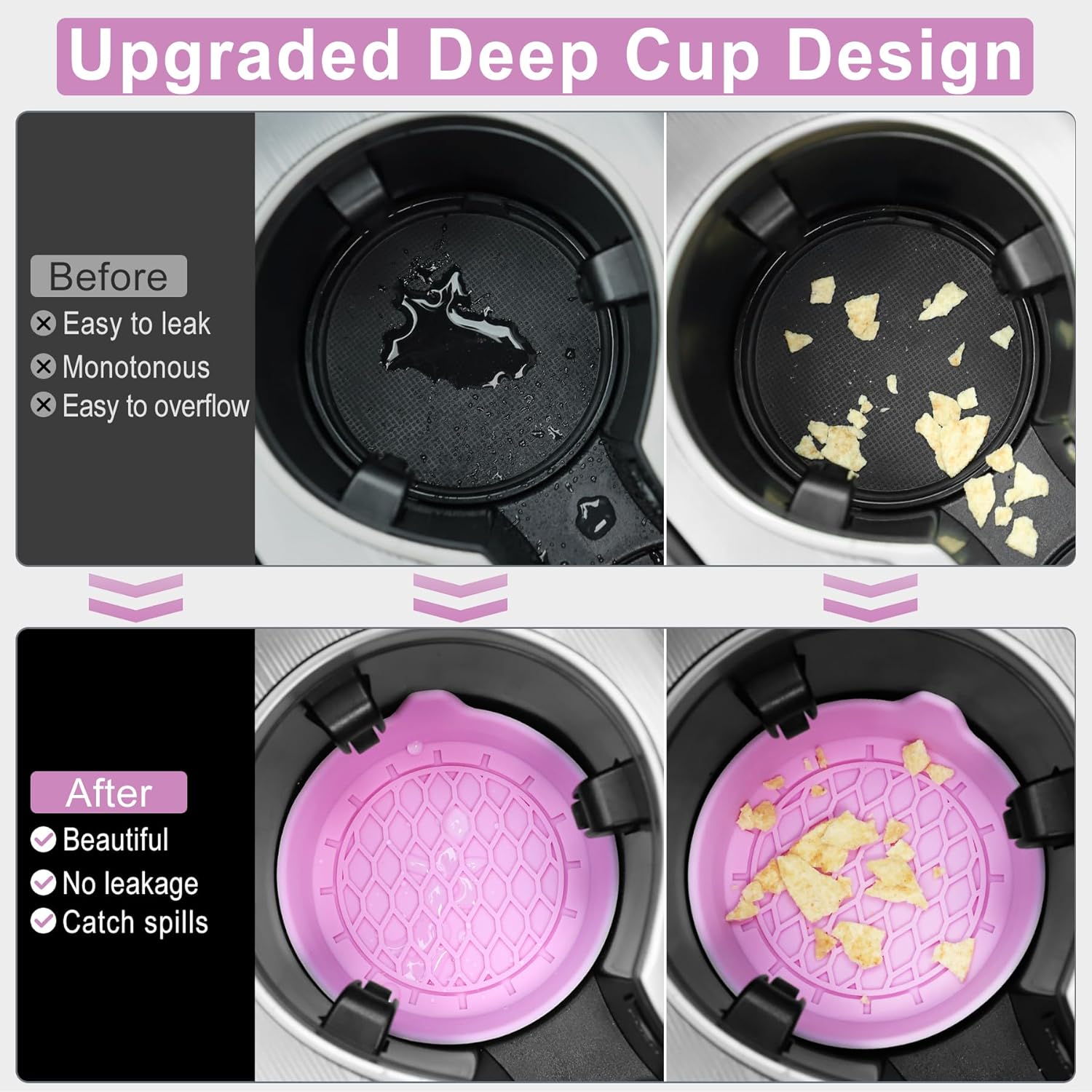Car Cup Holder Coaster, Silicone Cup Holder Insert, Universal Non-Slip Cup view 6