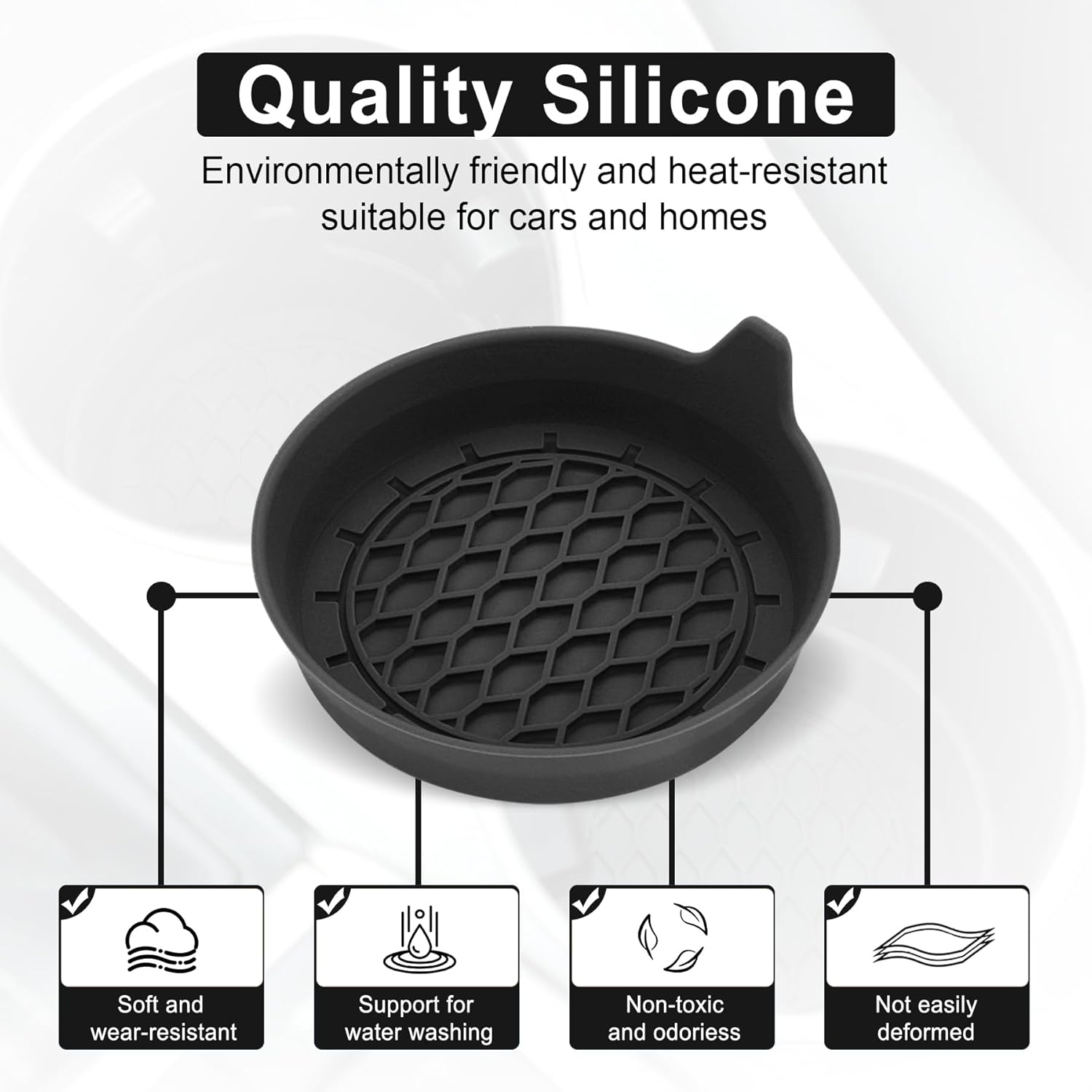 Car Cup Holder Coaster, Silicone Cup Holder Insert, Universal Non-Slip Cup view 3