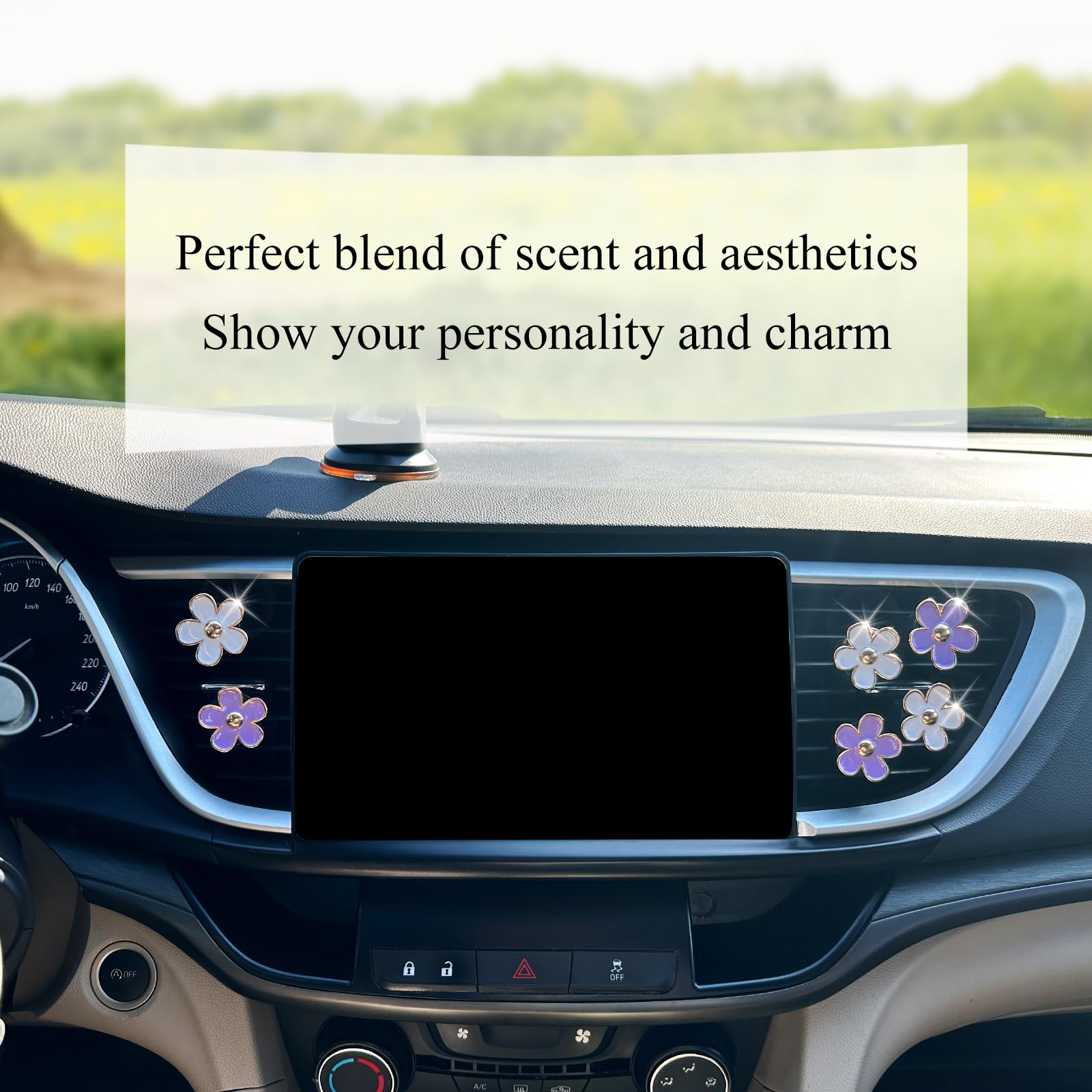 6pcs Flowers Car Air Freshener Vent Clips Purple White Daisy Air Vent Clip Car view 4