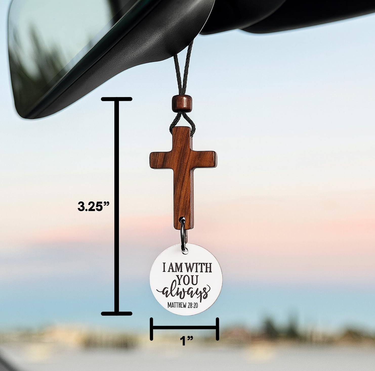Daily Bible Verse Rearview Mirror Cross Ornament – Daily Scripture Car Pendant view 3