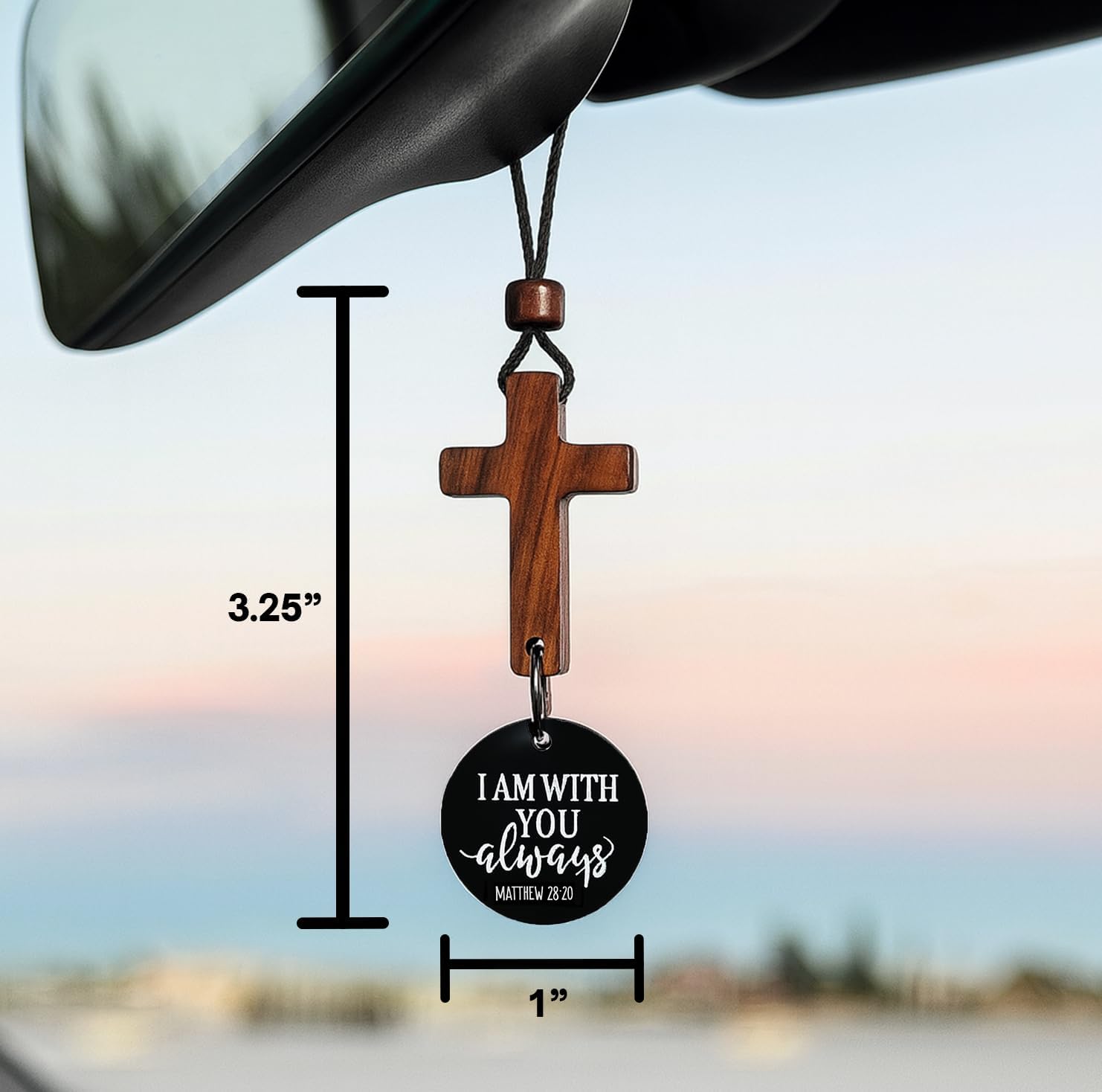 Daily Bible Verse Rearview Mirror Cross Ornament – Daily Scripture Car Hanging view 2