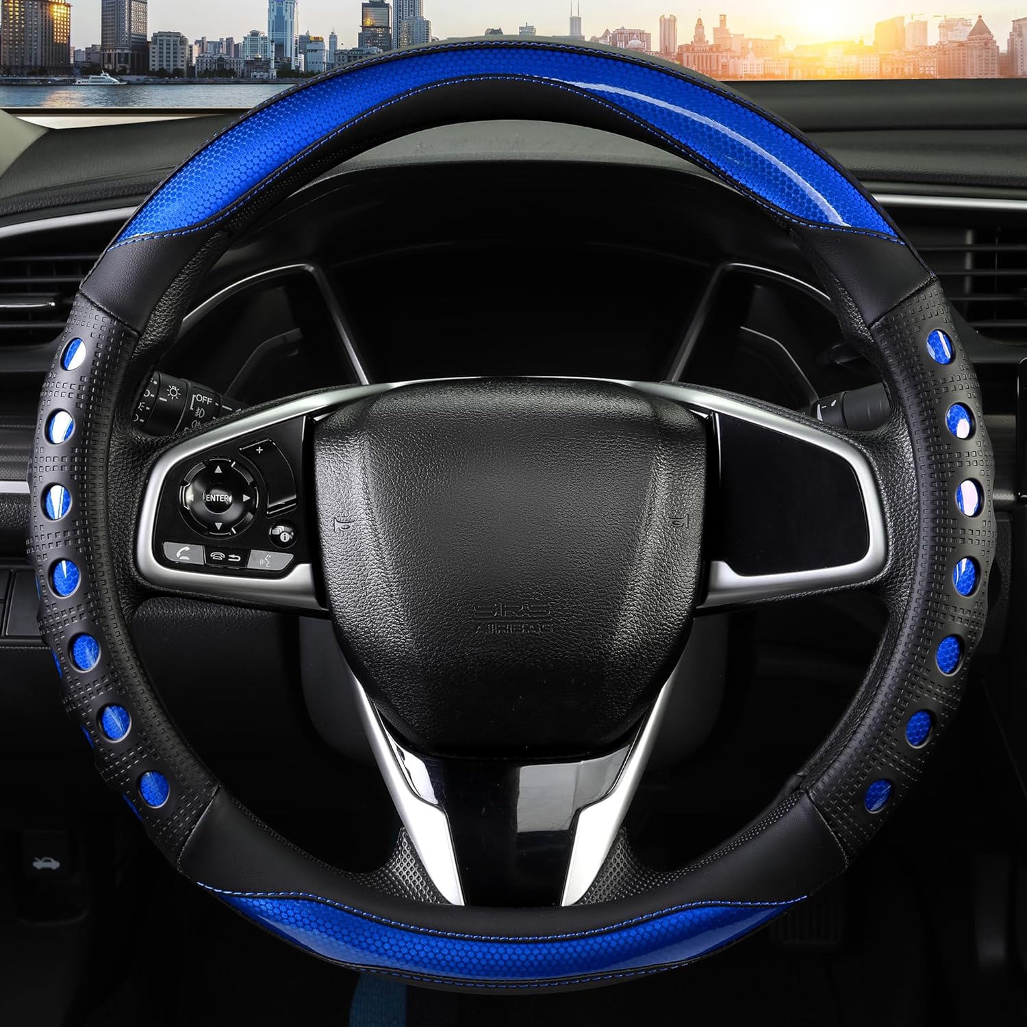 PU Leather Car Steering Wheel Cover with Non-Slip Grip view 2