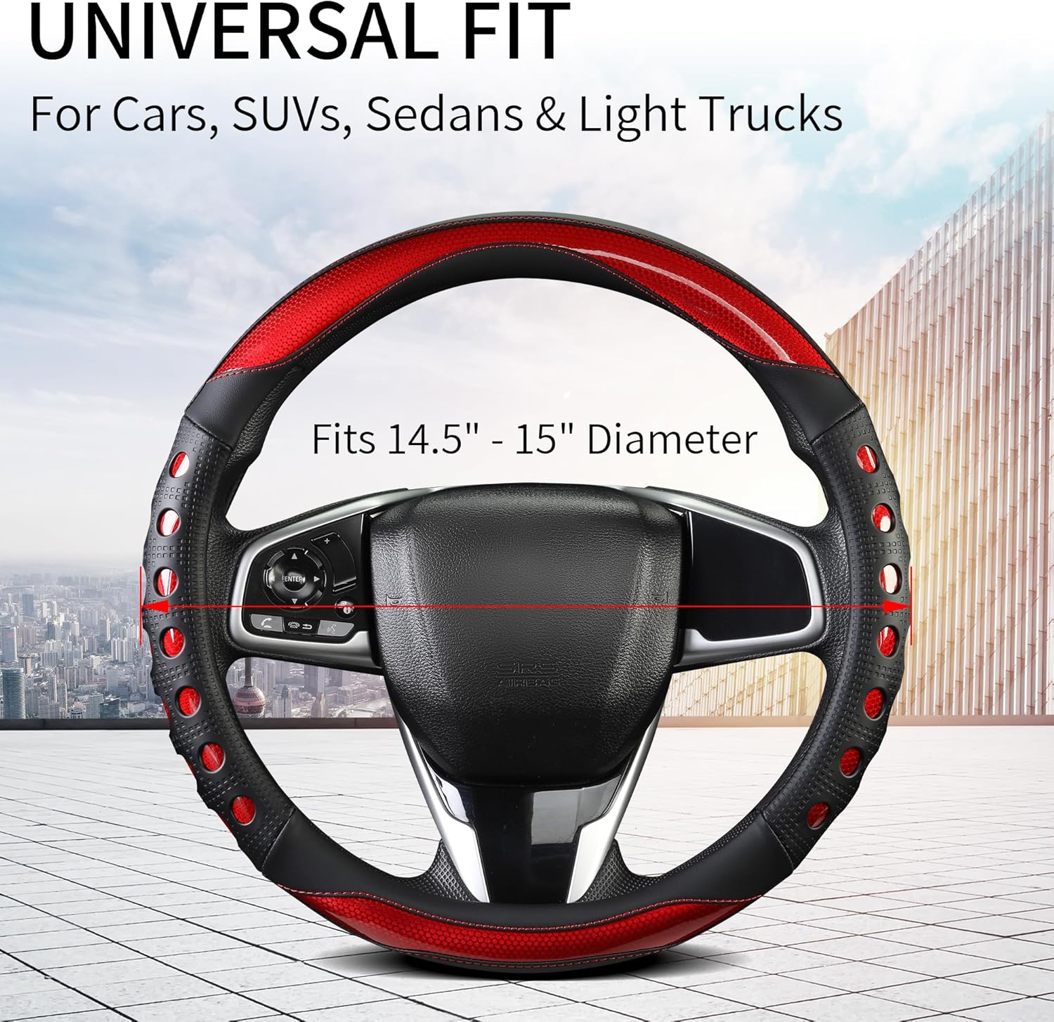 PU Leather Car Steering Wheel Cover with Non-Slip Grip view 3