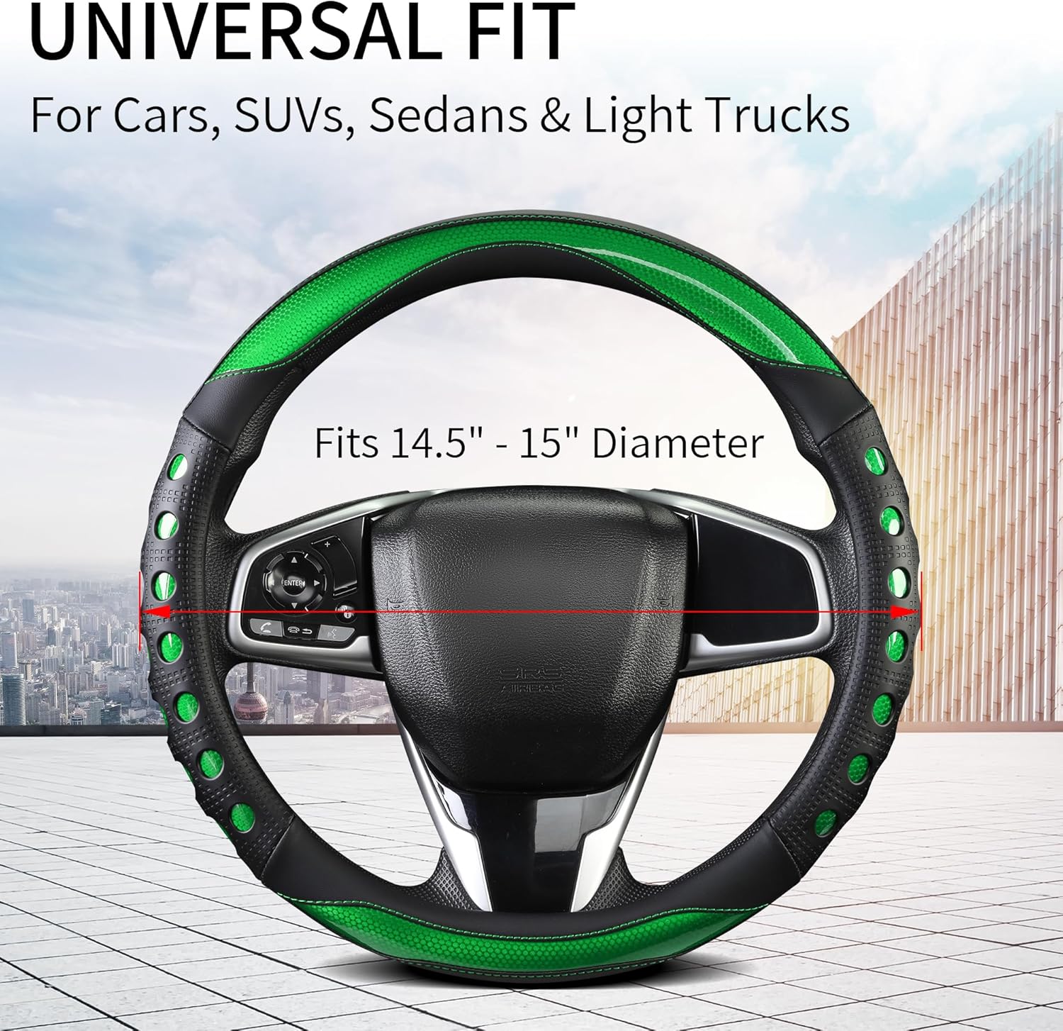 PU Leather Car Steering Wheel Sleeve with Non-Slip Grip view 3