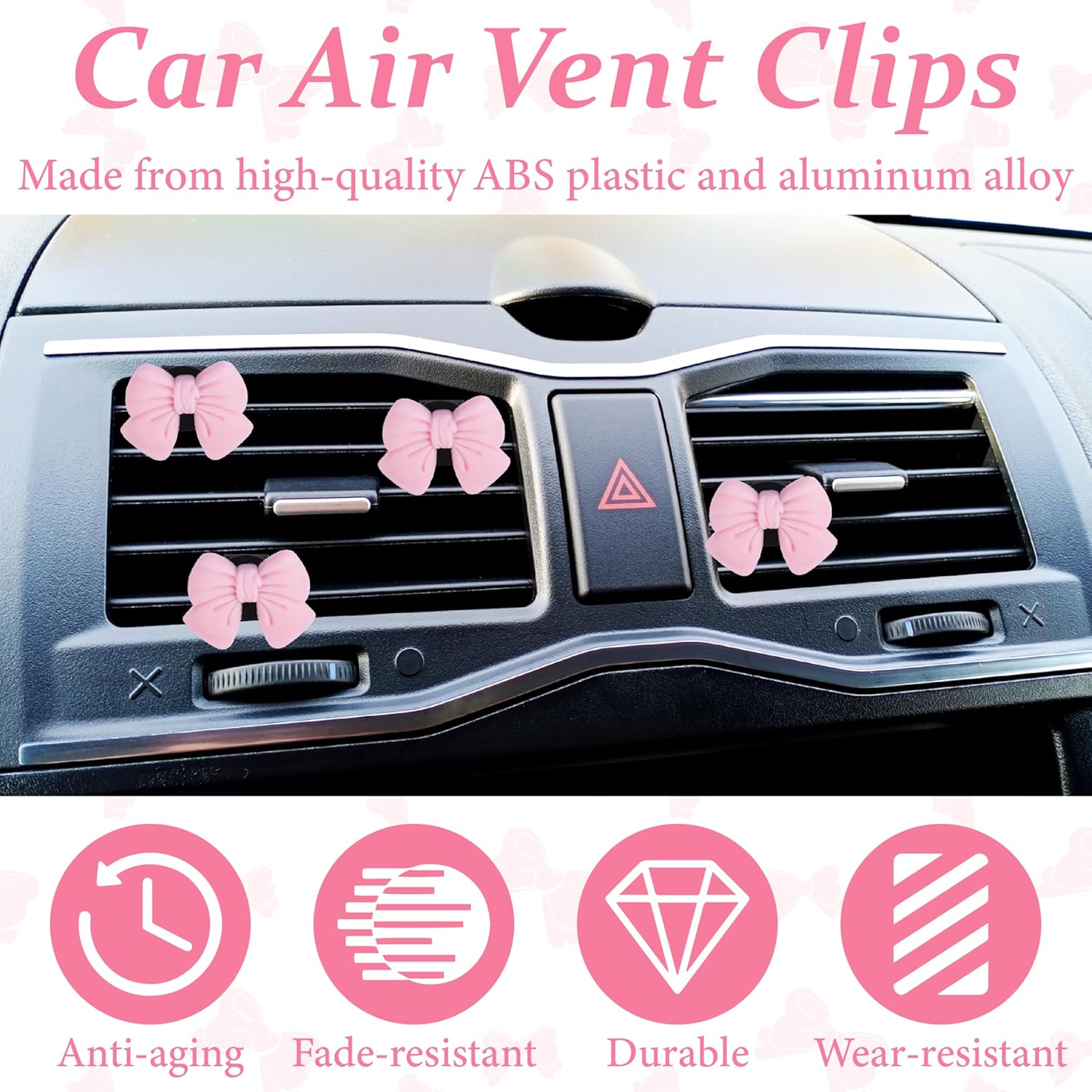 6pcs Pink Bow Car Vent Clamp view 5