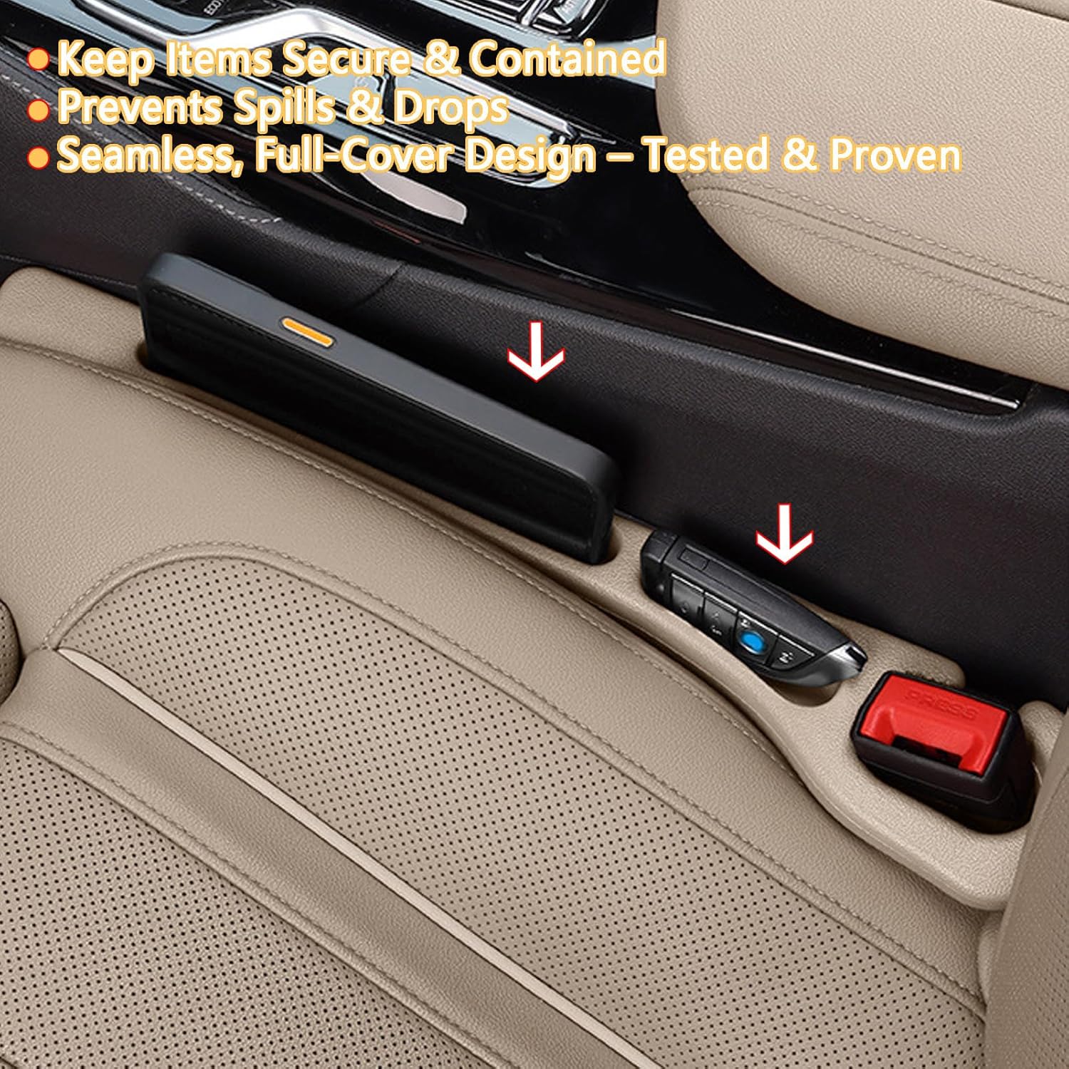 Car Seat Crevice Fill Organizer 2 pcs - No Drop Seat Guard view 3