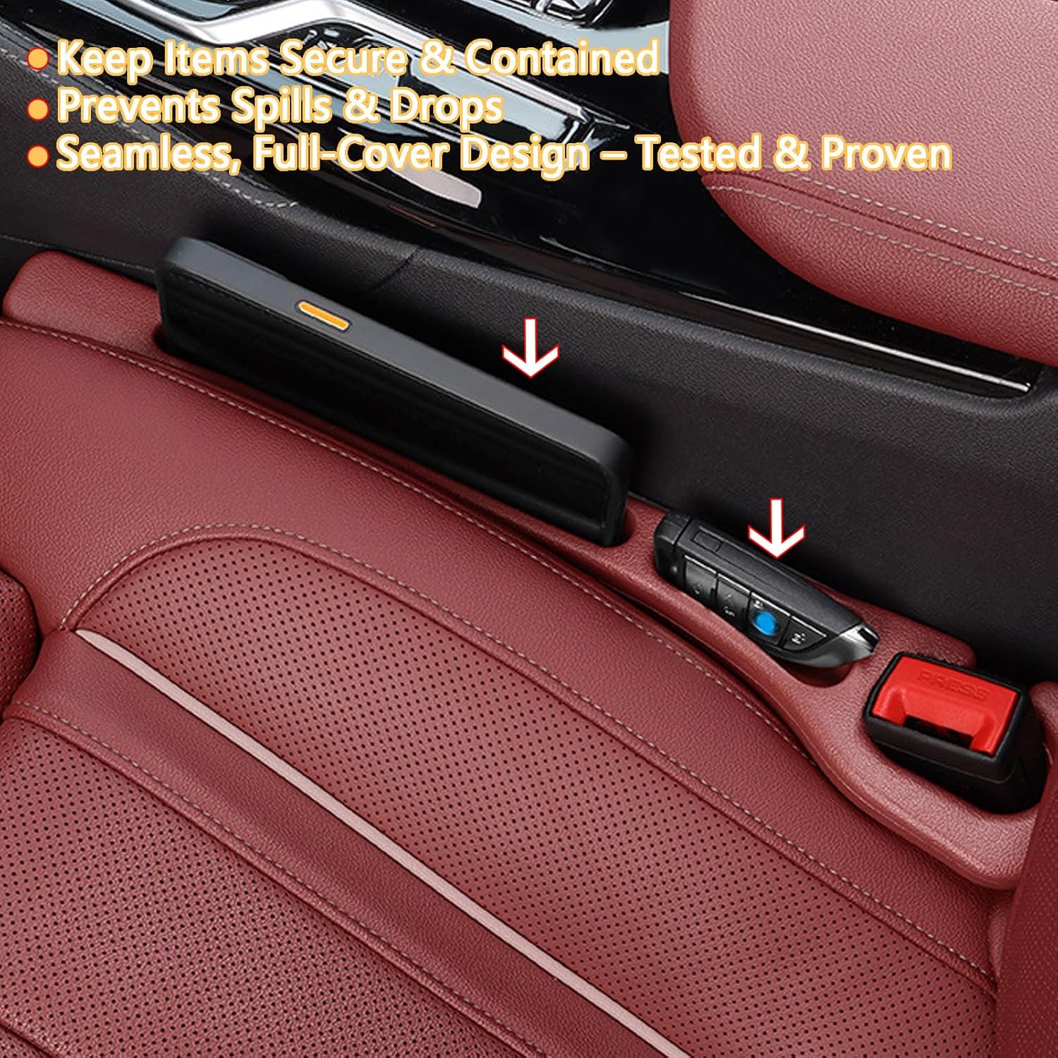 Car Seat Crevice Fill Organizer 2 pcs - No Drop Seat Guard view 3