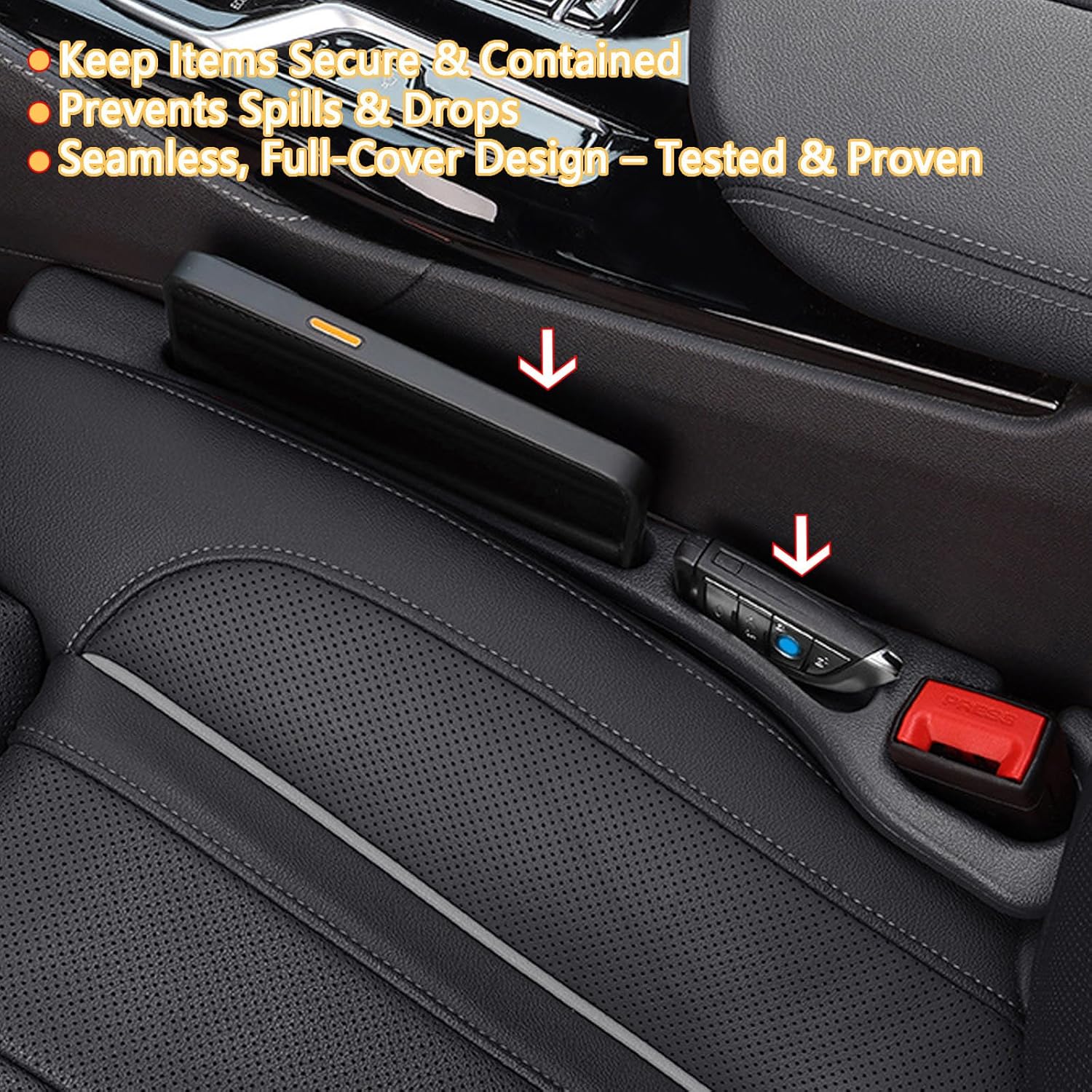 Car Seat Crevice Fill Organizer 2 pcs - No Drop Seat Guard view 4