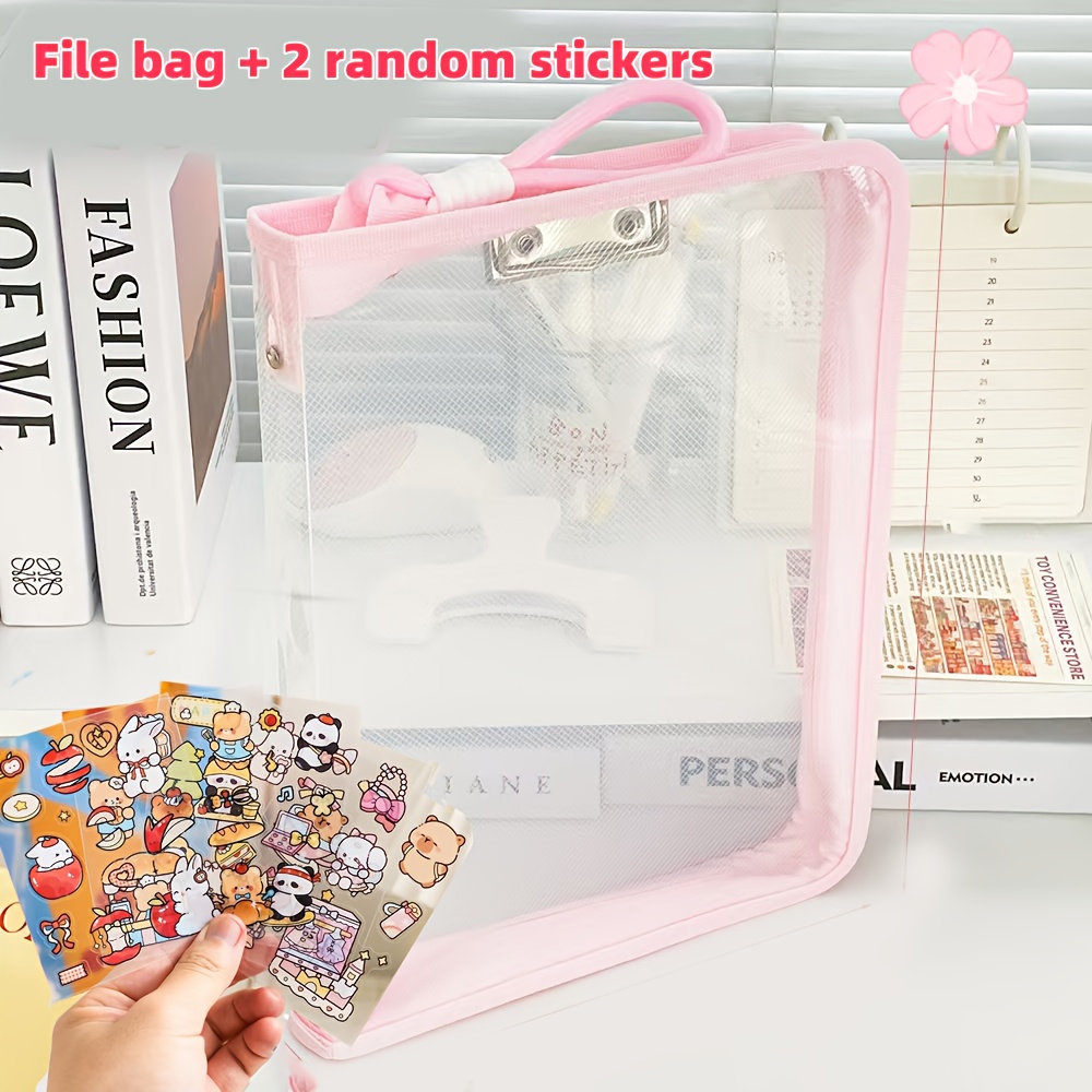 Macaron Candy Student File Bag + PET Animal Stickers - Hand-Carry Large view 2