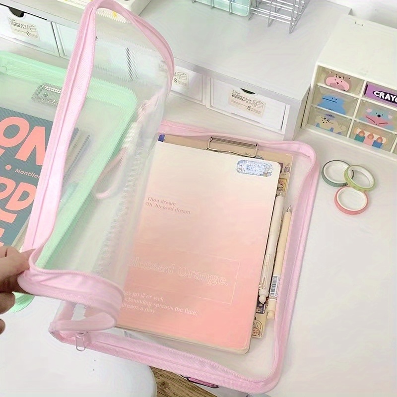 Macaron Candy Student File Bag + PET Animal Stickers - Hand-Carry Large view 4