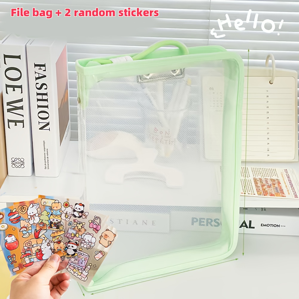 Macaron Candy Student File Bag + PET Animal Stickers - Hand-Carry Large view 8