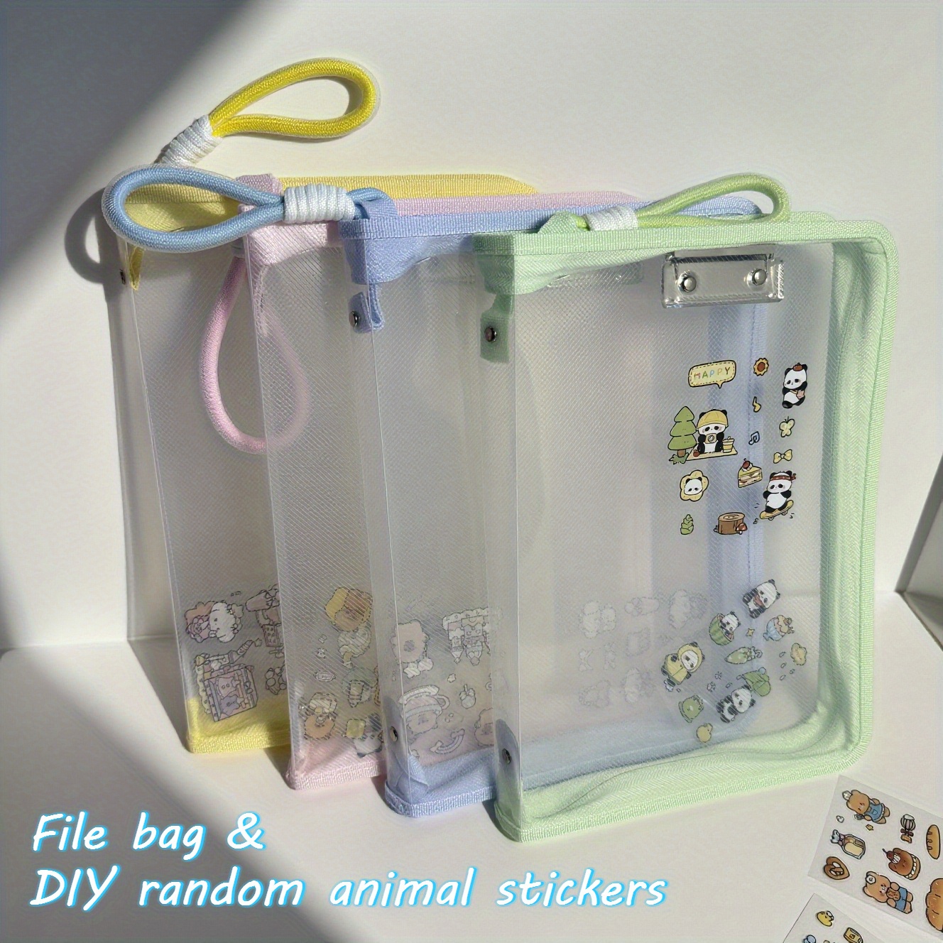 Macaron Candy Student File Bag + PET Animal Stickers - Hand-Carry Large view 10