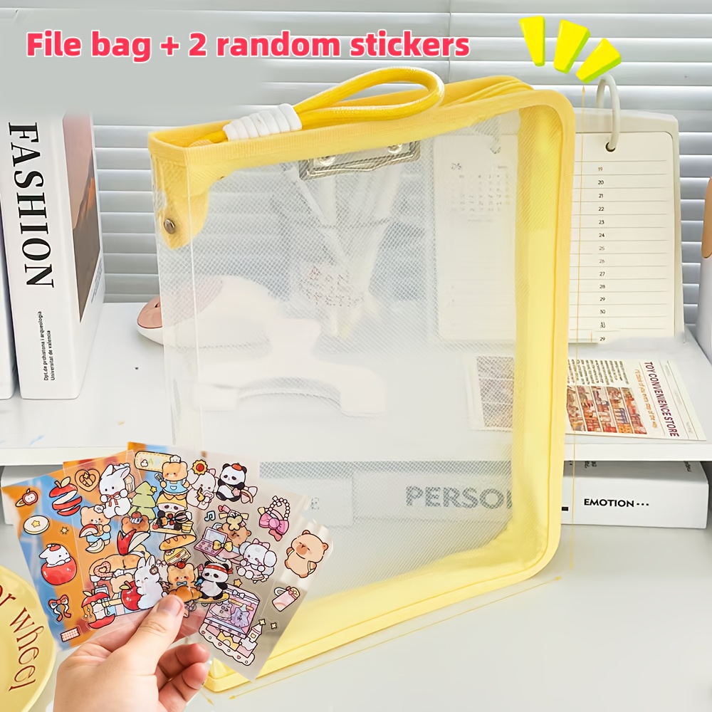 Macaron Candy Student File Bag + PET Animal Stickers - Hand-Carry Large view 12