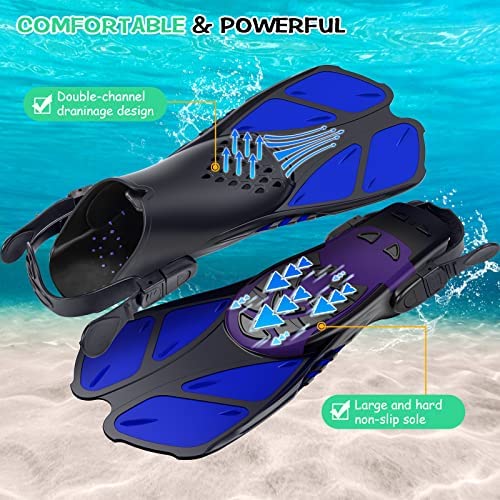 Blue Adjustable Open Heel Snorkel Fins view 2