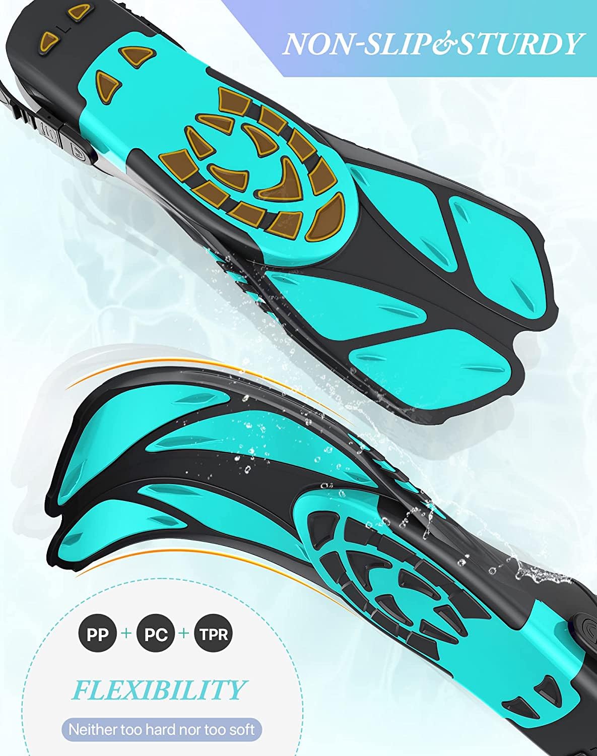 Green Adjustable Open Heel Snorkel Fins view 3