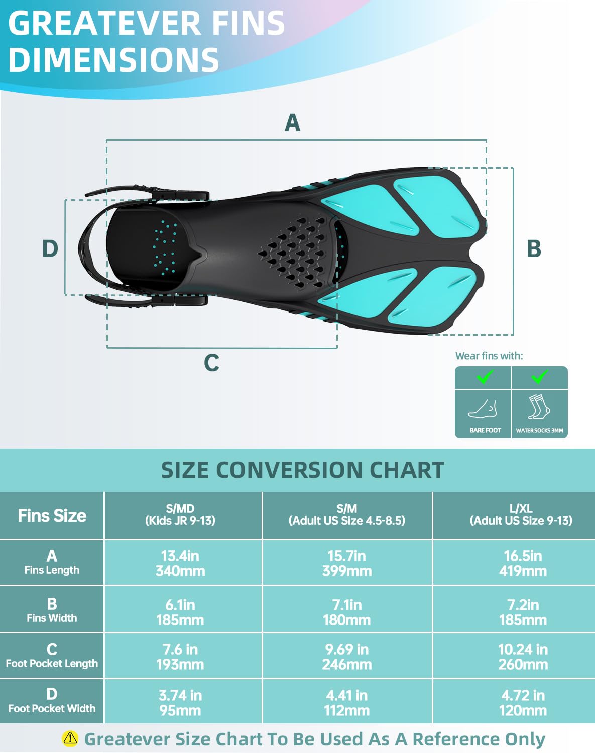 Green Adjustable Open Heel Snorkel Fins view 6
