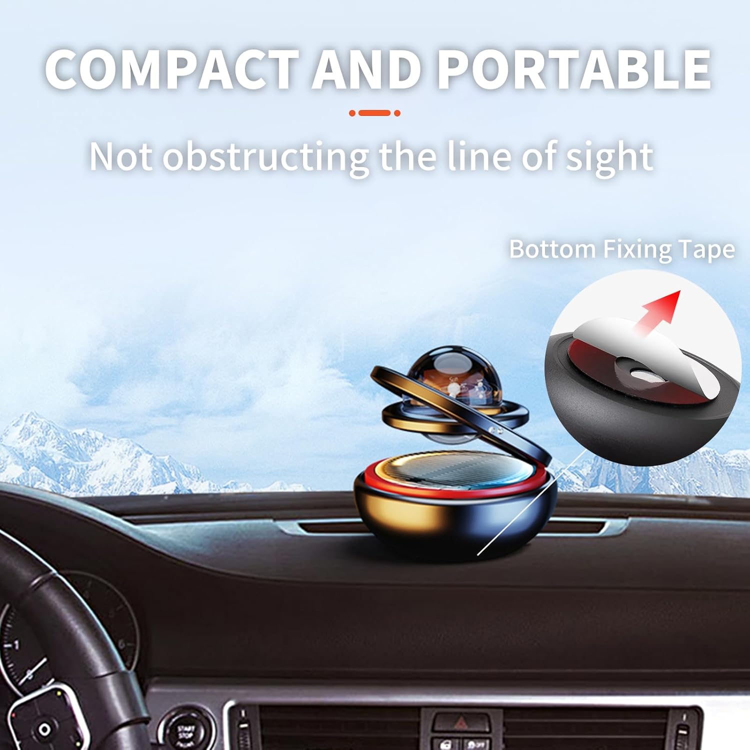 Black Solar-Powered Rotating Car Air Freshener: Space-Themed Dashboard Decor view 5